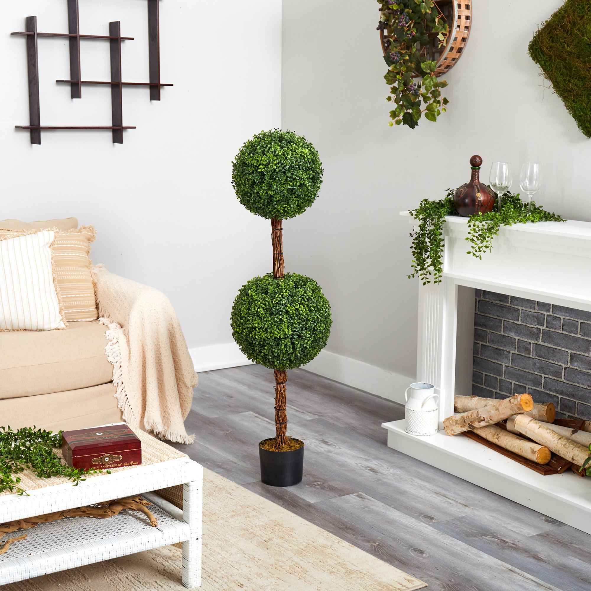 4.5’ Boxwood Double Ball Topiary Artificial Tree (Indoor/Outdoor) - Image 4