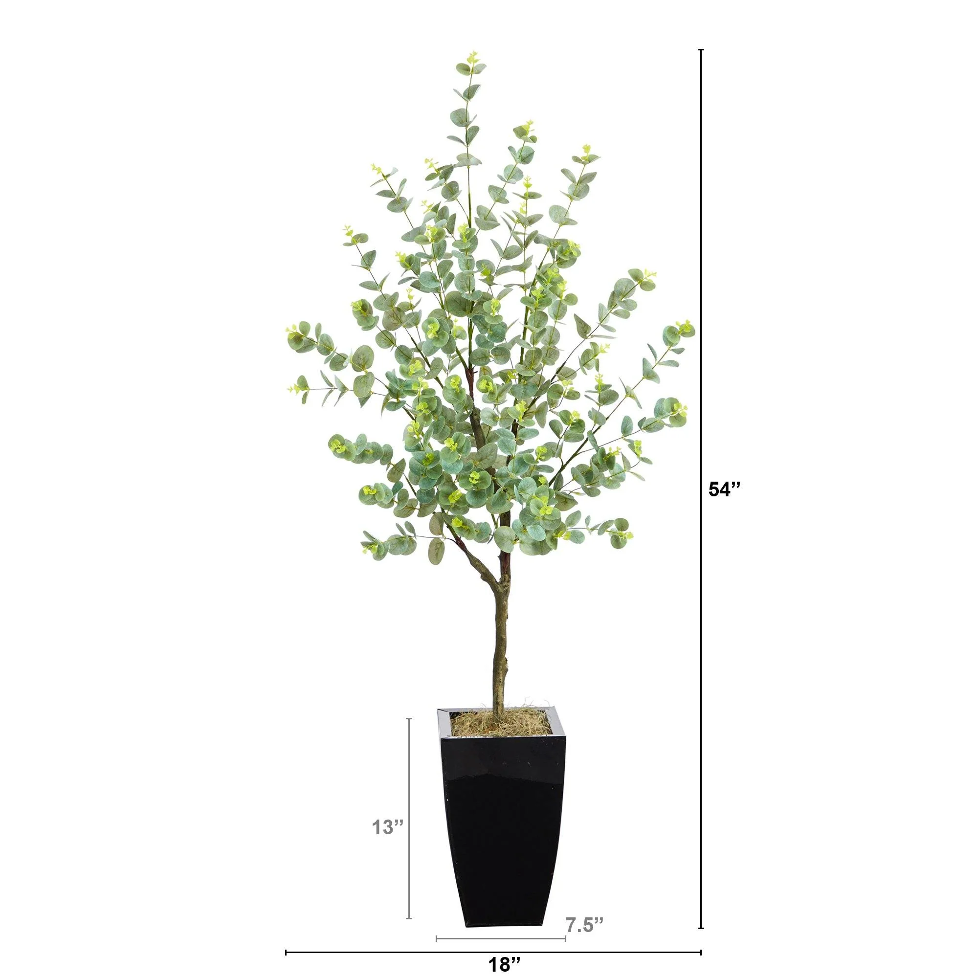 4.5’ Eucalyptus Artificial Tree in Black Metal Planter - Image 2