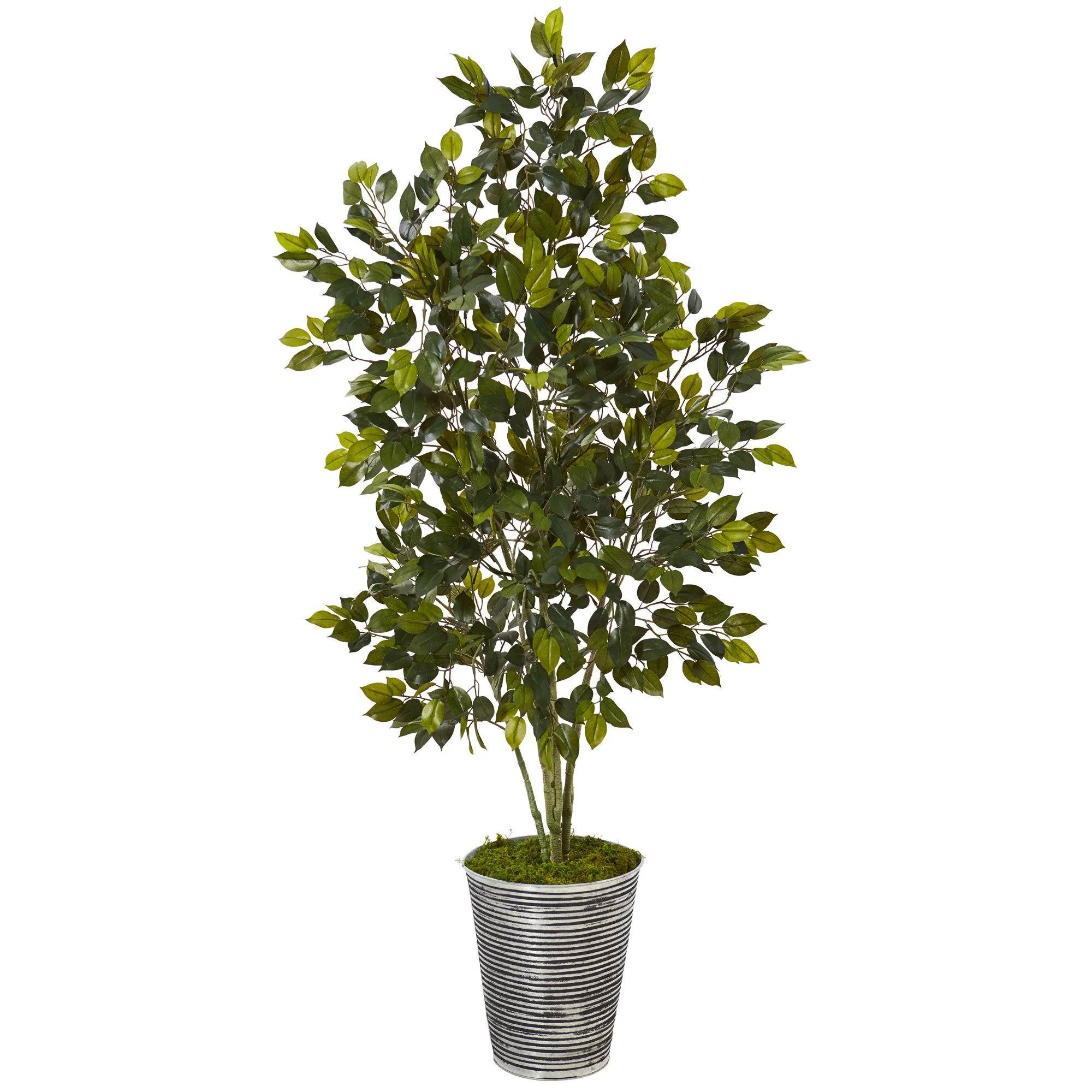 4.5’ Ficus Artificial Tree in Decorative Tin Planter