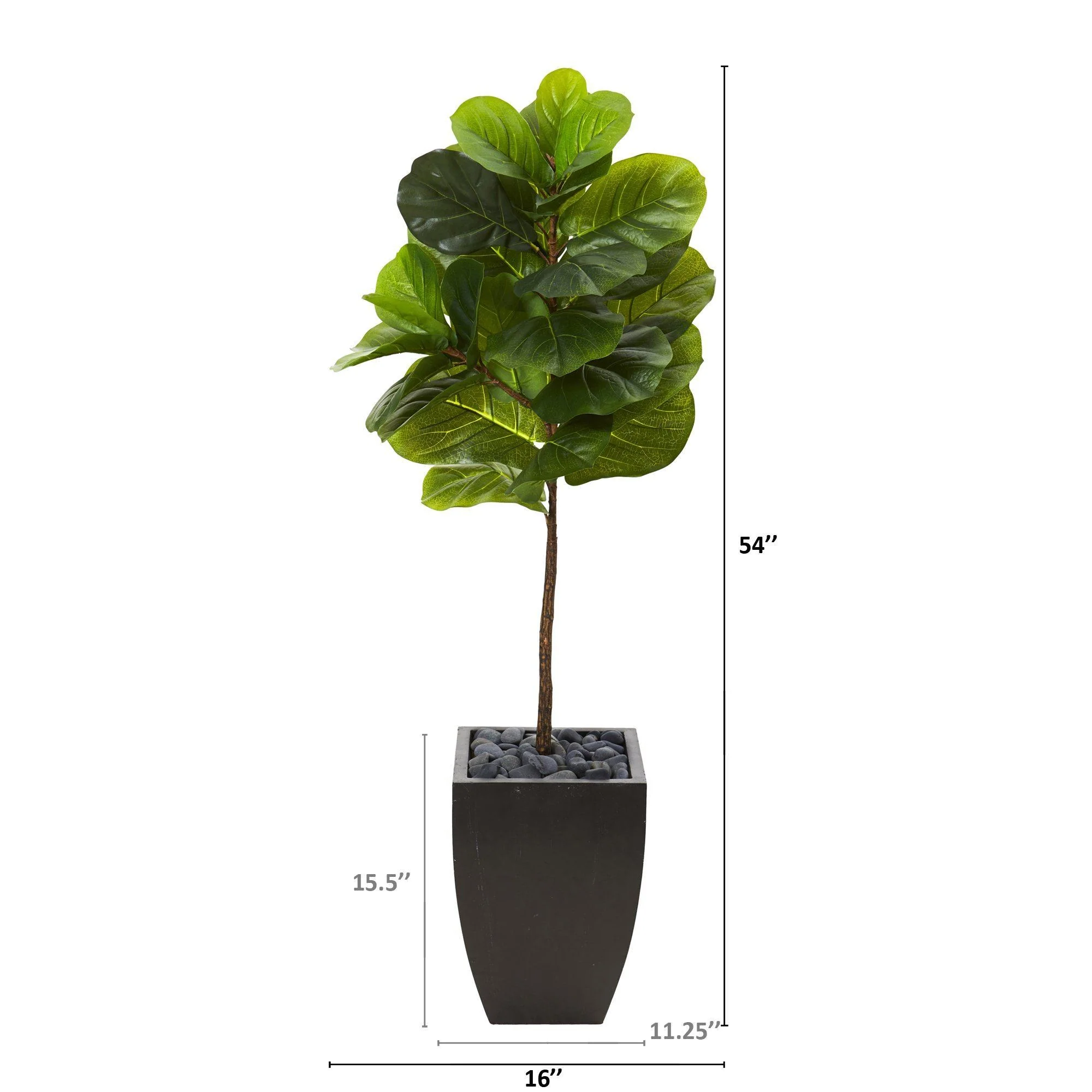 4.5’ Fiddle Leaf Artificial Tree in Black Planter (Real Touch) - Image 2