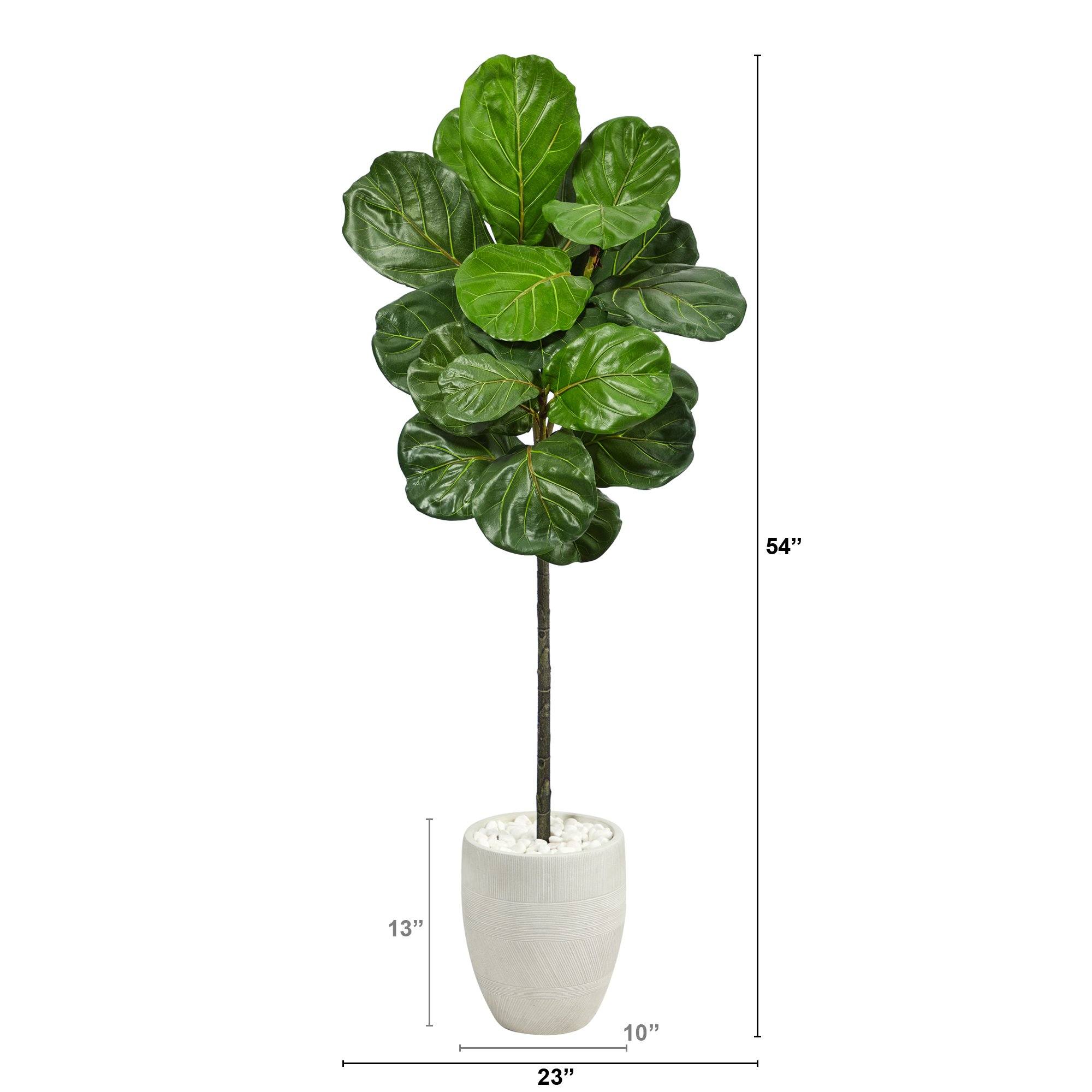 4.5’ Fiddle Leaf Artificial Tree in White Planter - Image 2