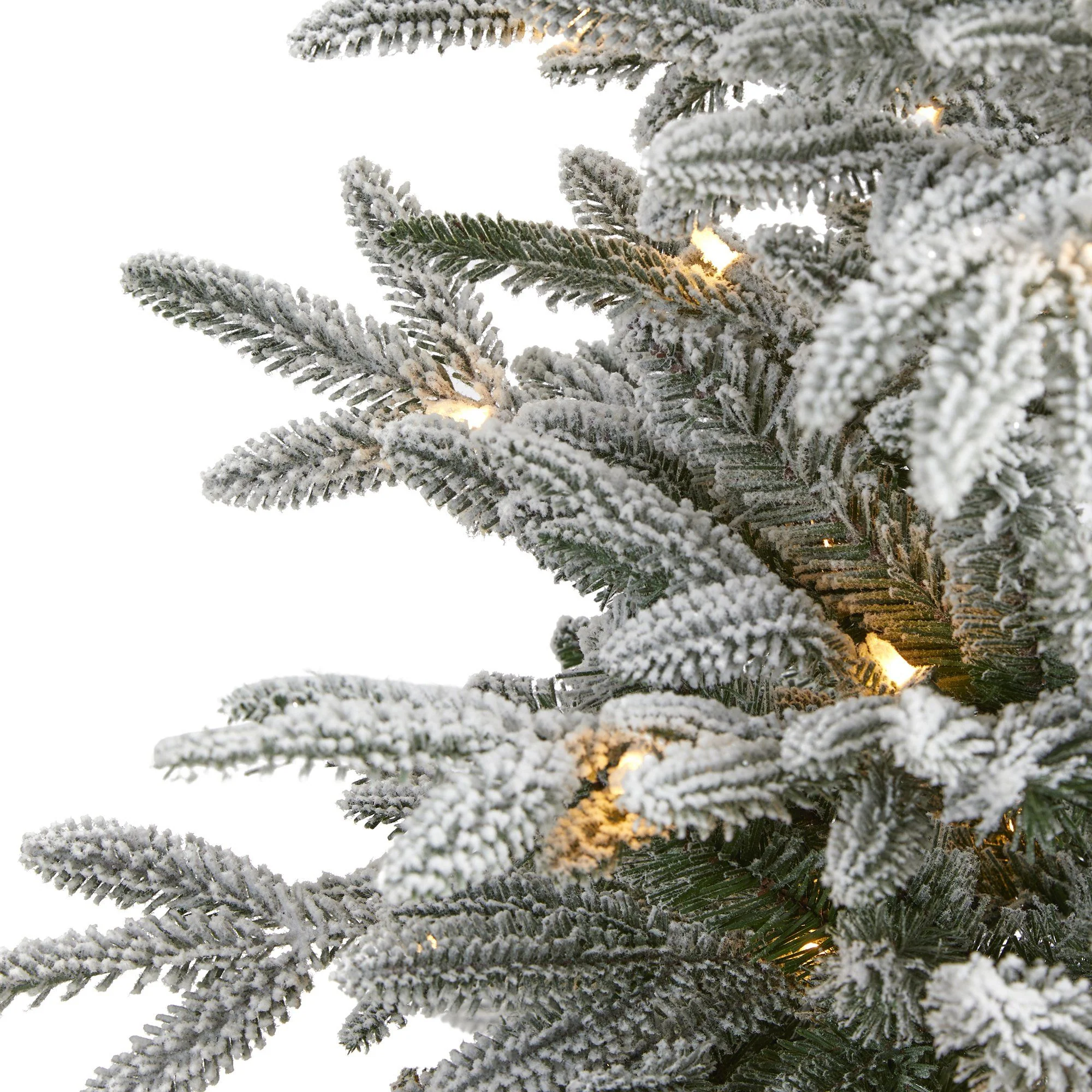 4.5’ Flocked Manchester Spruce Artificial Christmas Tree with 100 Lights and 357 Bendable Branches - Image 3