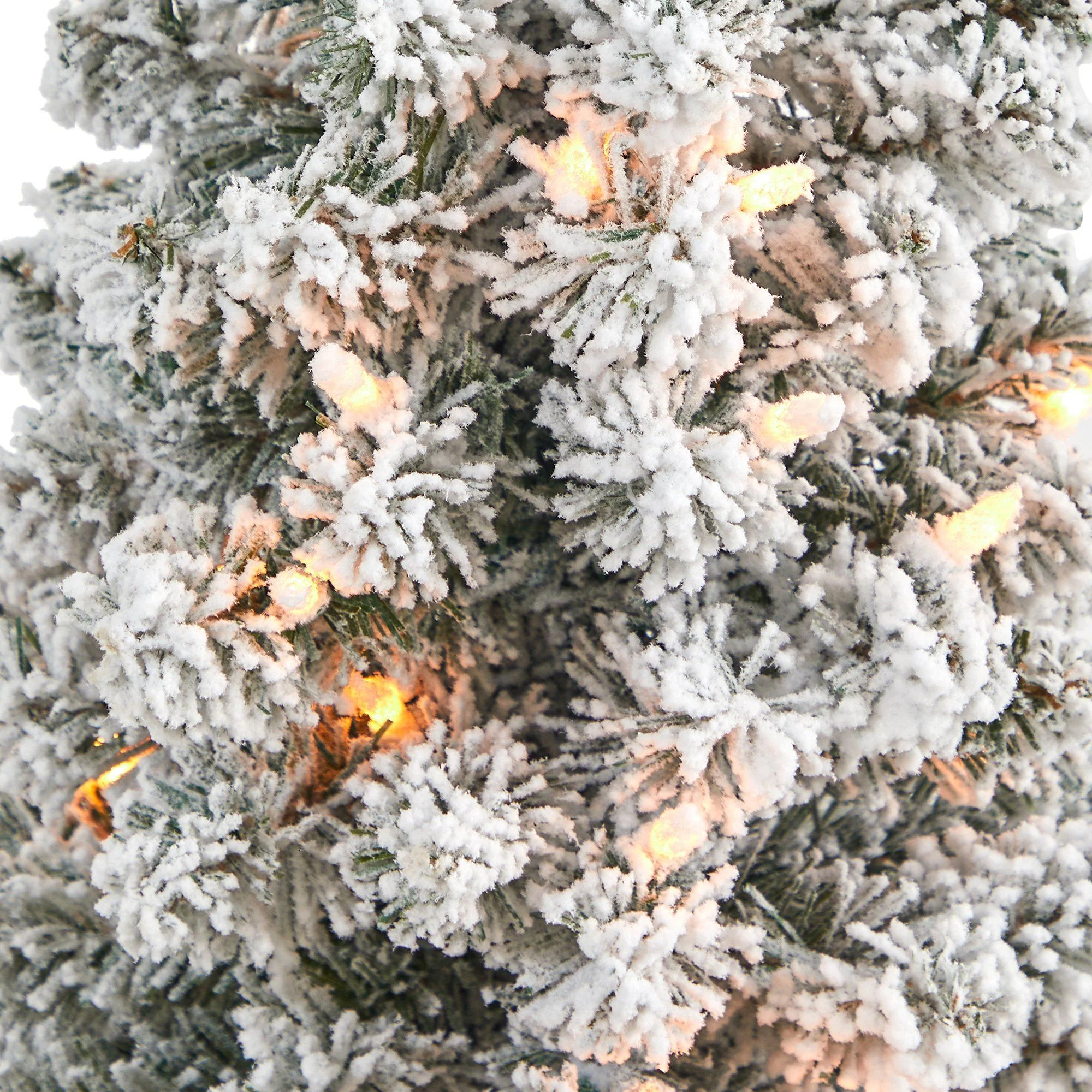 4.5’ Flocked Pencil Artificial Christmas Tree with 100 Clear Lights and 216 Bendable Branches in Sand Colored Urn - Image 4