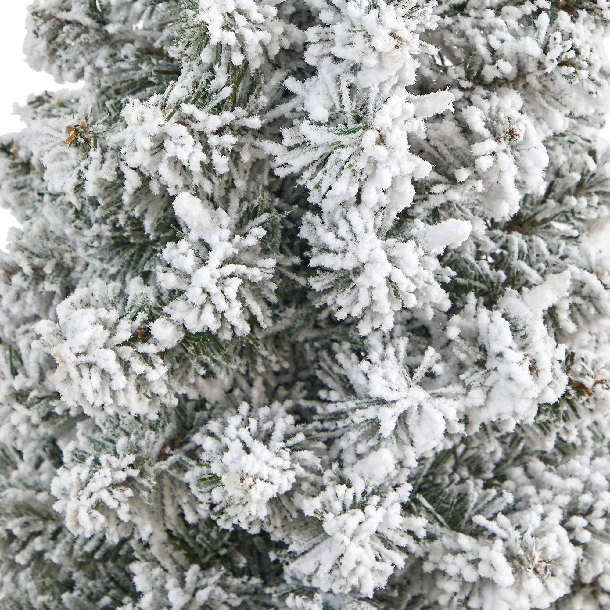 4.5’ Flocked Pencil Artificial Christmas Tree with 100 Clear Lights and 216 Bendable Branches in Sand Colored Urn - Image 5