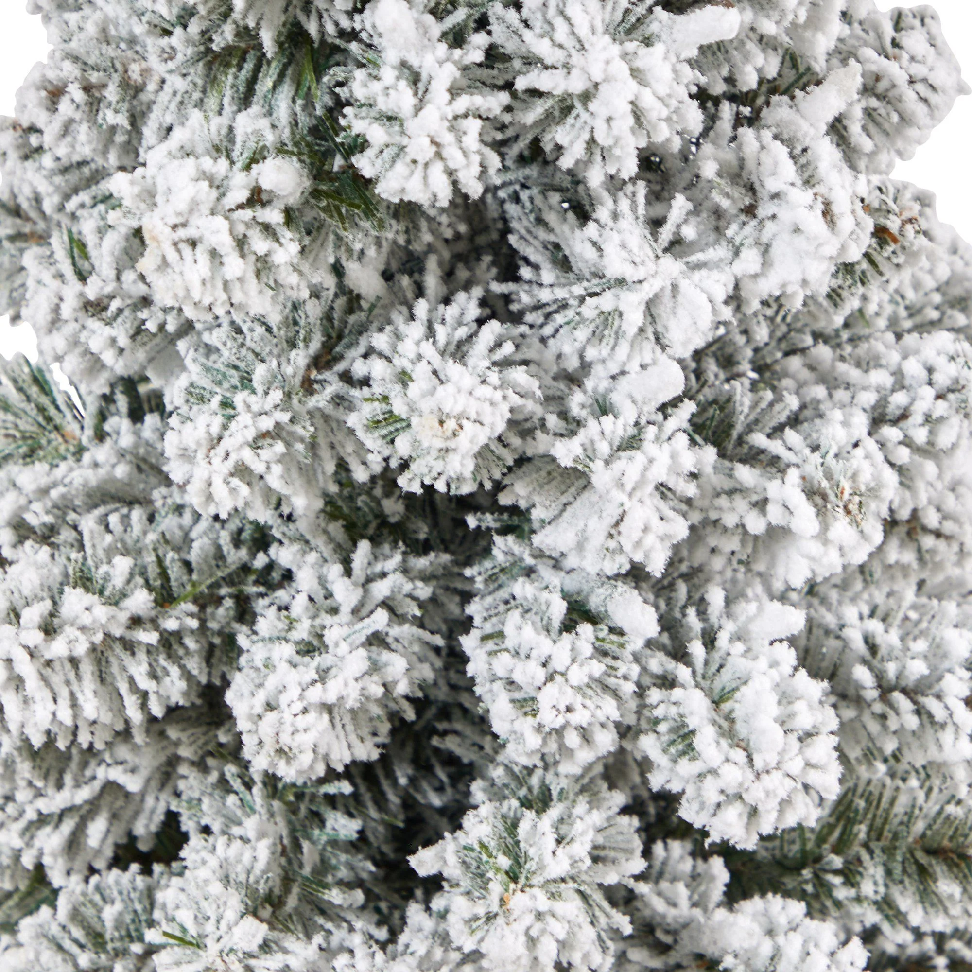 4.5’ Flocked Pencil Artificial Christmas Tree with 100 Clear Lights and 216 Bendable Branches in Tower Planter - Image 5