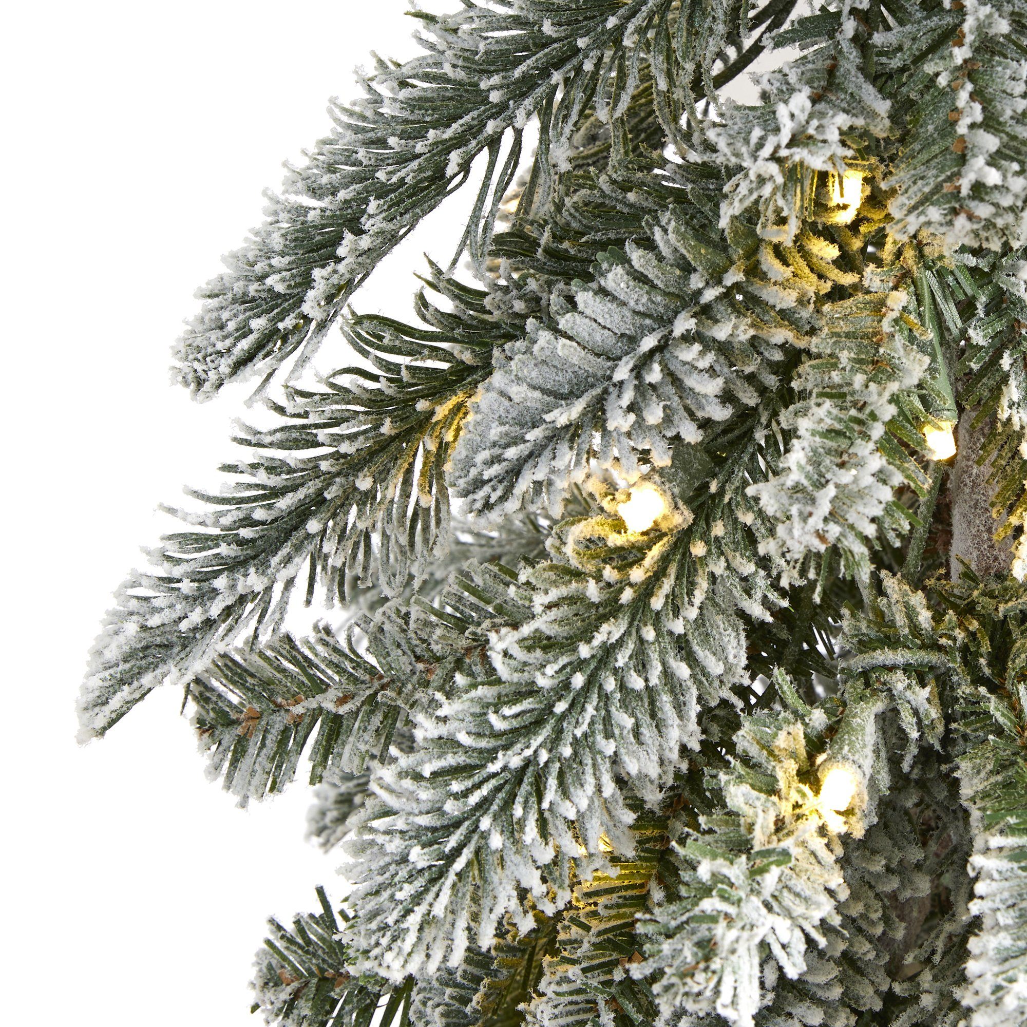 4.5’ Flocked Washington Alpine Artificial Christmas Tree with 100 White Warm LED Lights and 285 Bendable Branches - Image 3