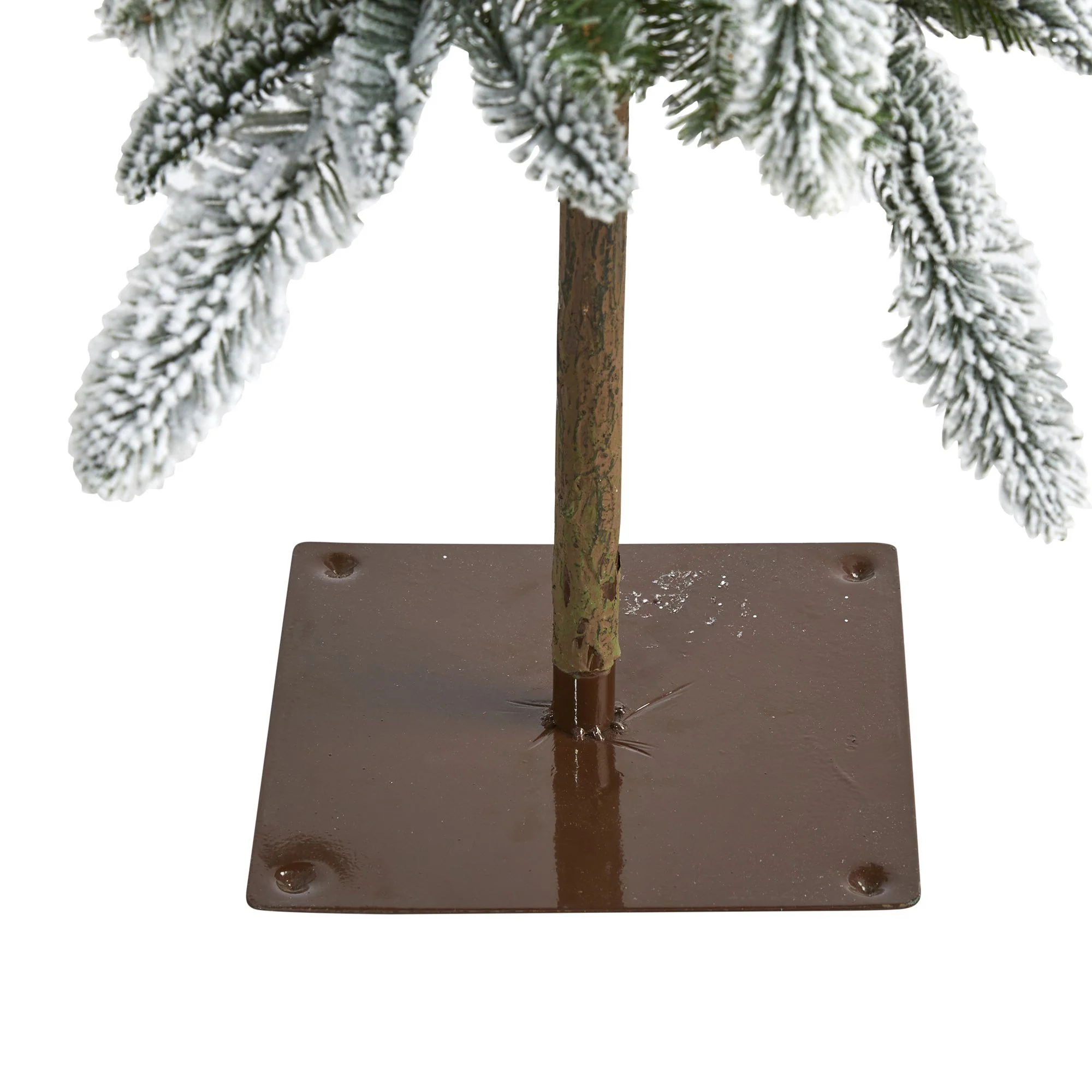 4.5’ Flocked Washington Alpine Artificial Christmas Tree with 100 White Warm LED Lights and 285 Bendable Branches - Image 4