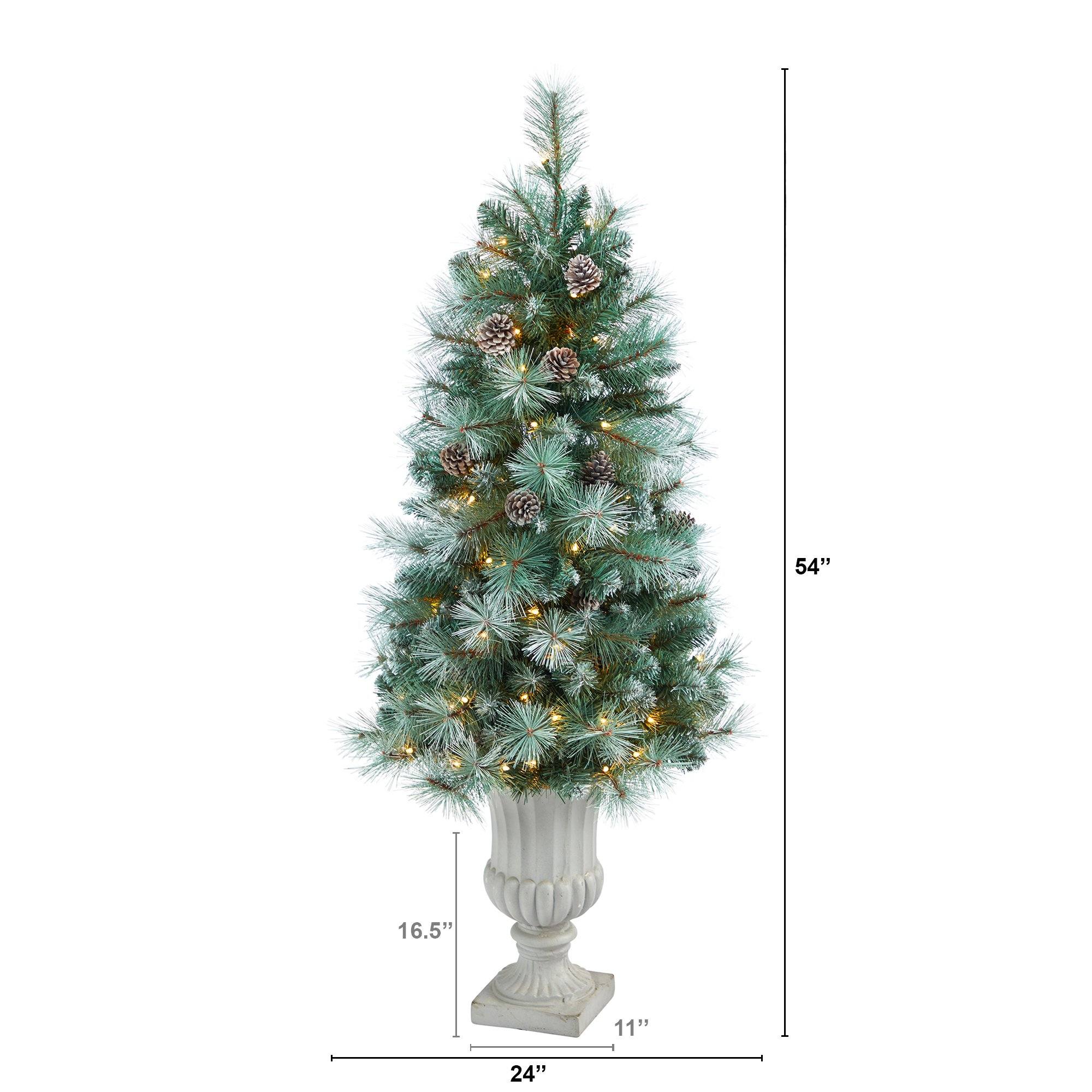 4.5’ Frosted Tip British Columbia Mountain Pine Artificial Christmas Tree with Urn - Image 2