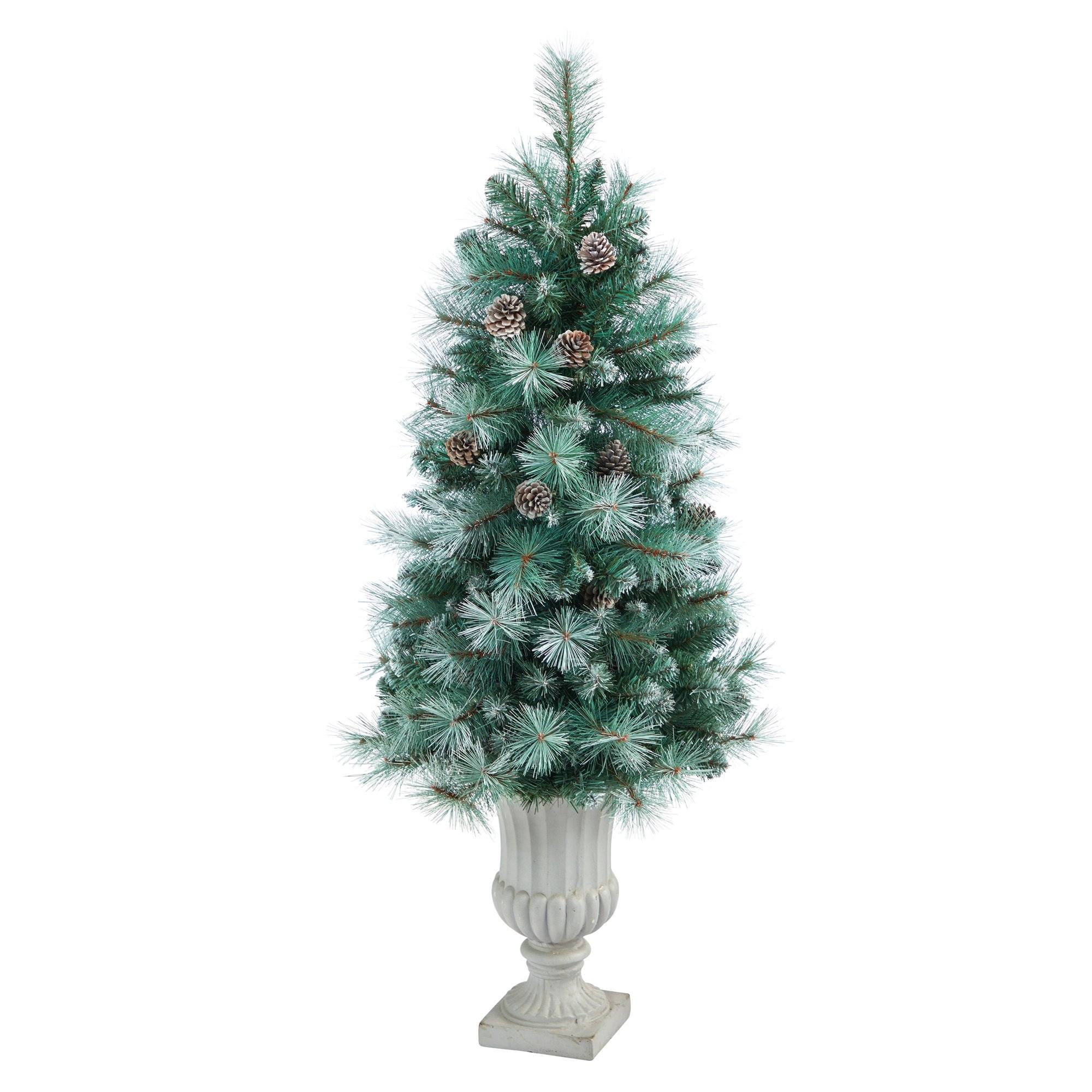 4.5’ Frosted Tip British Columbia Mountain Pine Artificial Christmas Tree with Urn - Image 3