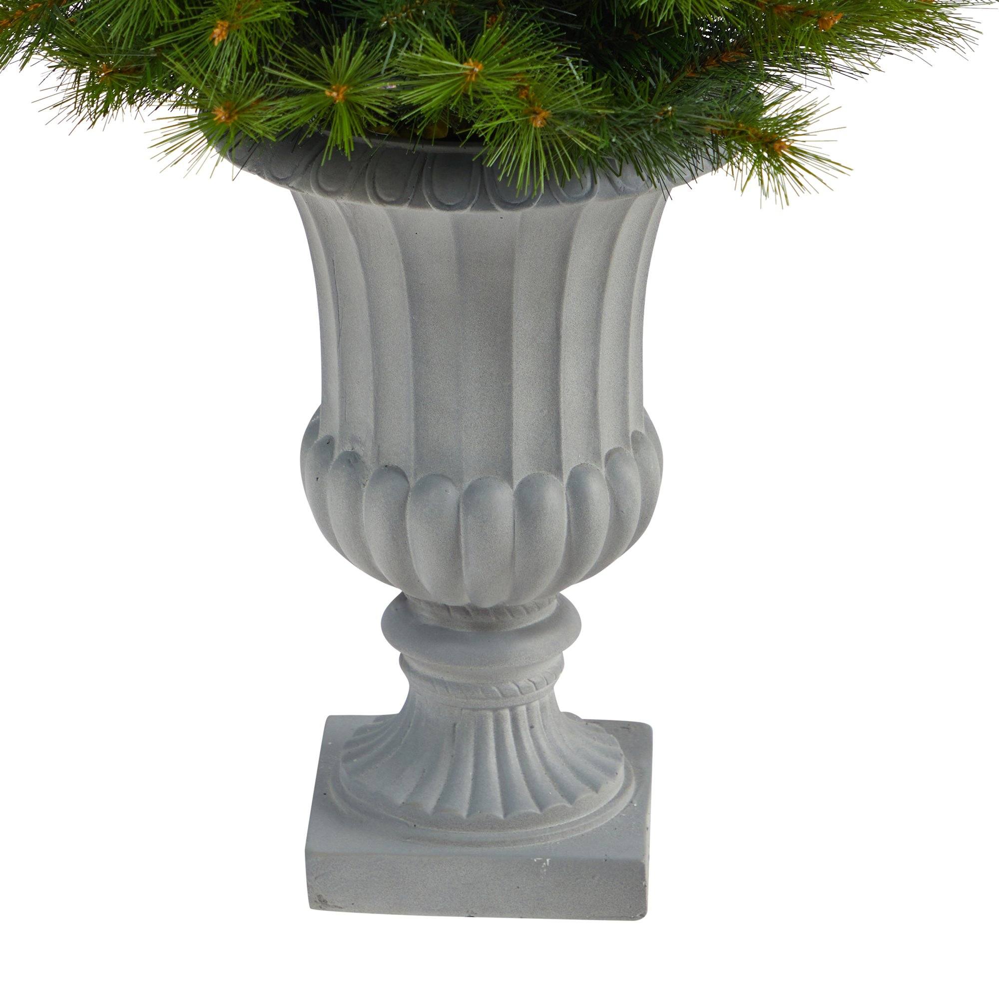 4.5’ Green Valley Pine Artificial Christmas Tree with 100 Warm White LED Lights and 201 Bendable Branches in Decorative Urn - Image 6
