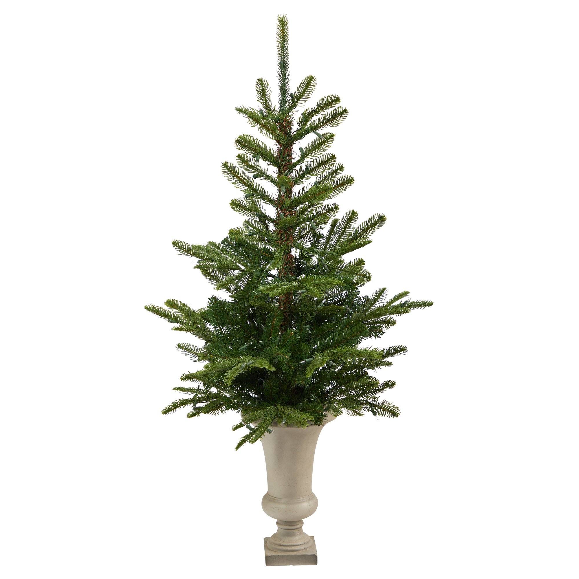 4.5’ Layered Washington Spruce Artificial Christmas Tree with 100 Clear LED Lights and 189 Bendable Branches in Sand Colored Urn - Image 3