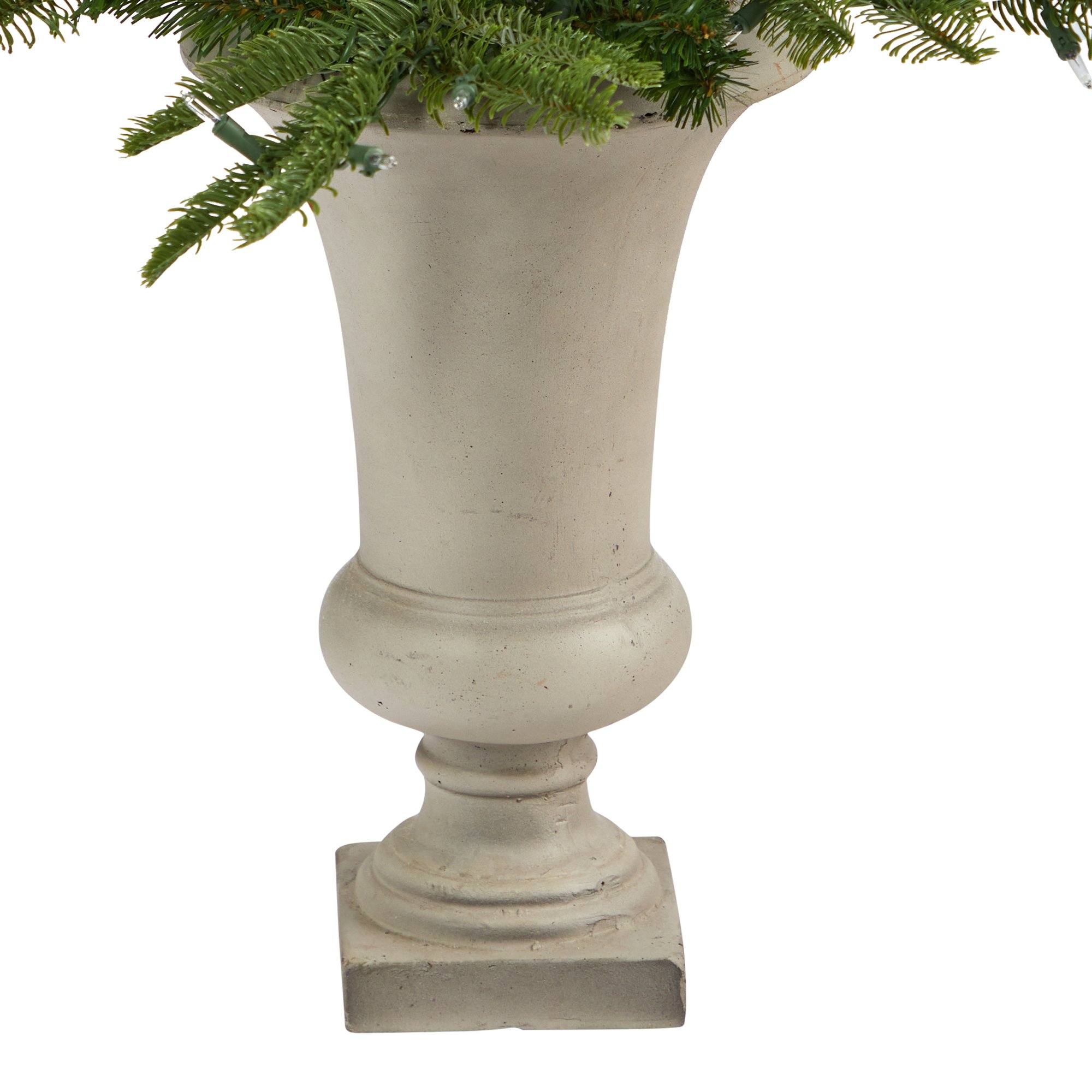 4.5’ Layered Washington Spruce Artificial Christmas Tree with 100 Clear LED Lights and 189 Bendable Branches in Sand Colored Urn - Image 6