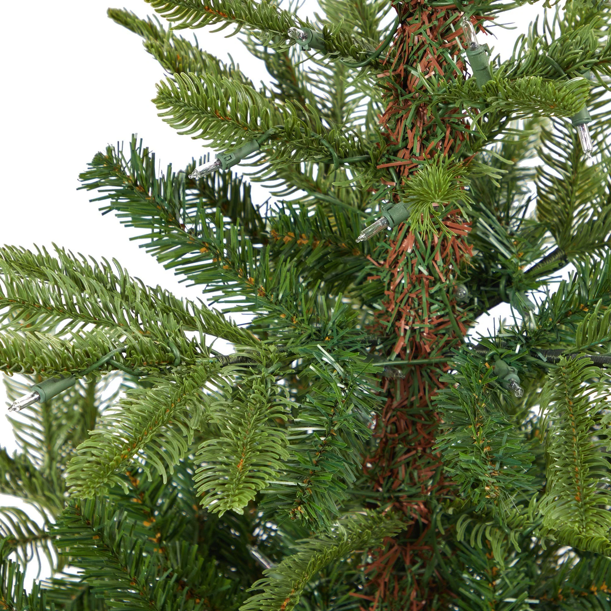 4.5’ Layered Washington Spruce Artificial Christmas Tree with 100 Clear LED Lights and 189 Bendable Branches in White Planter - Image 5