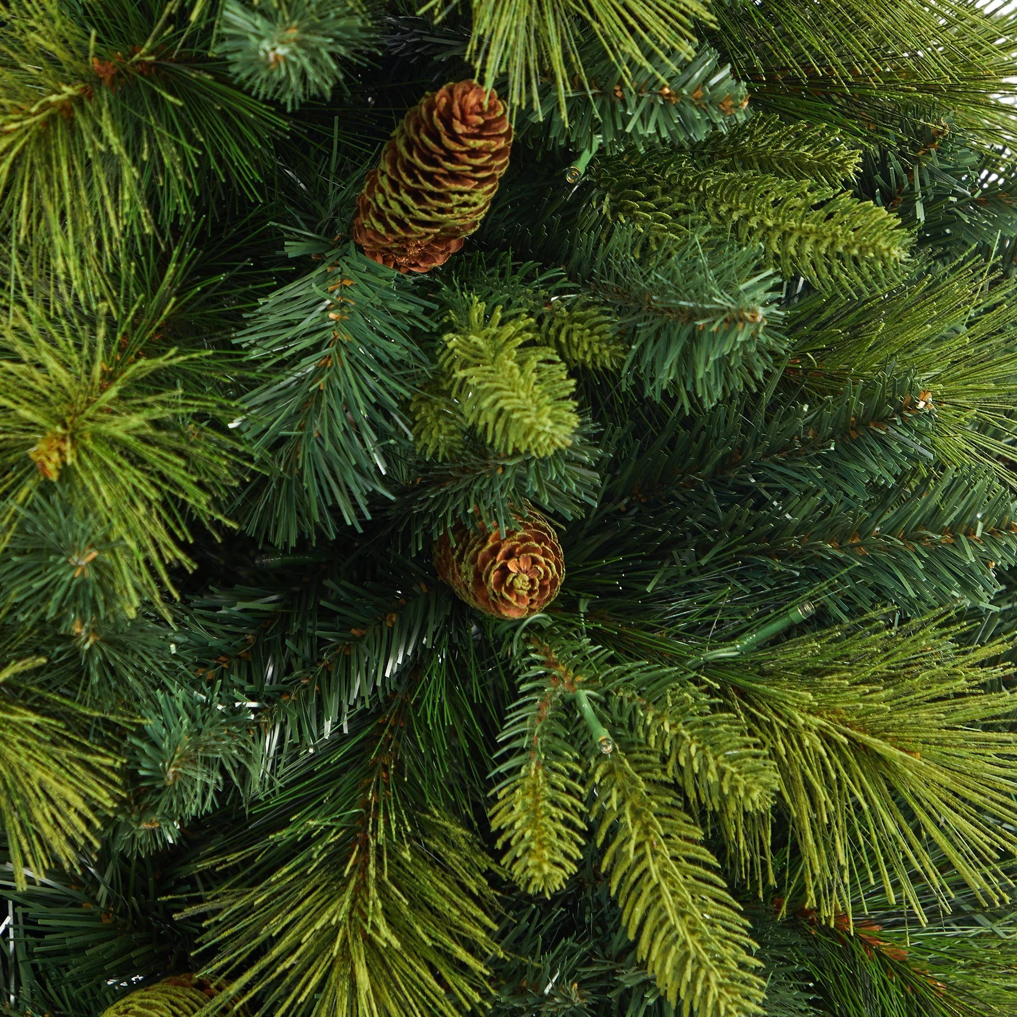 4.5’ North Carolina Mixed Pine Artificial Christmas Tree with 130 Warm White LED Lights, 459 Bendable Branches and Pinecones in Decorative Urn - Image 5