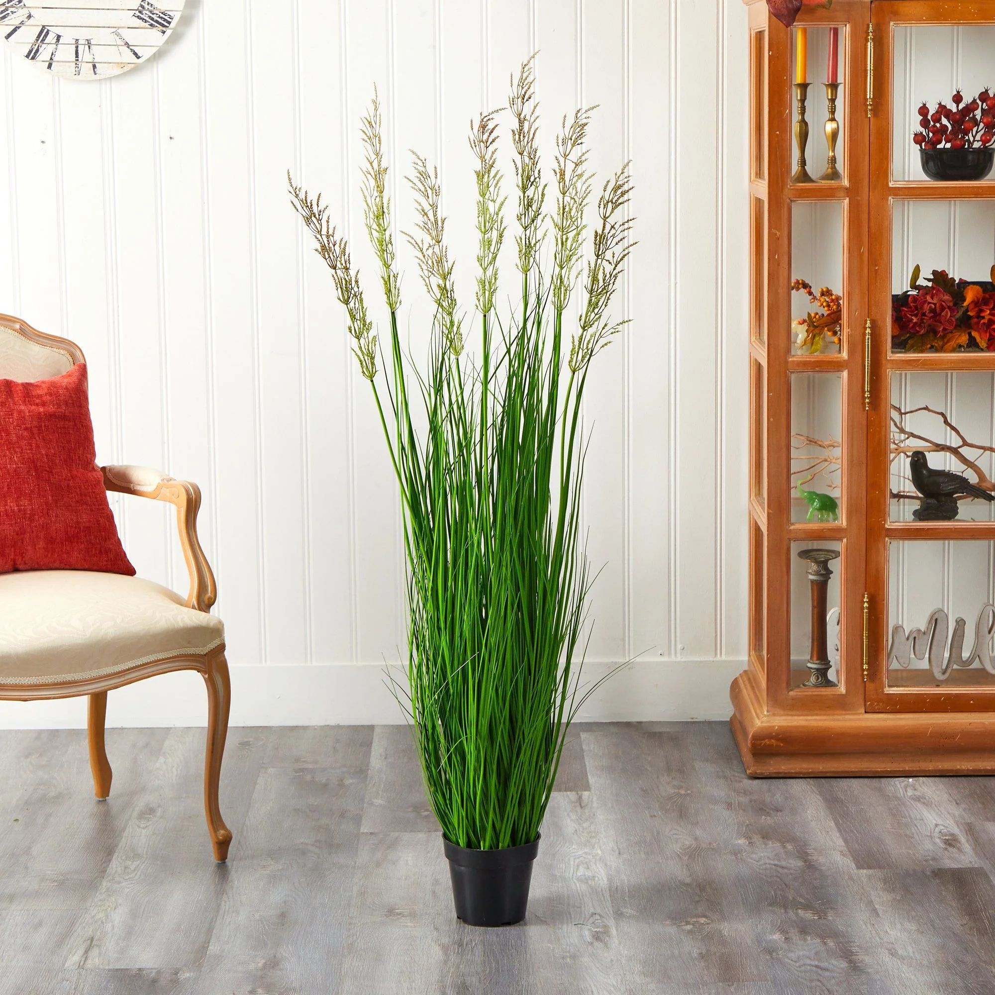 4.5’ Plum Grass Artificial Plant with Warm Plumes - Image 4