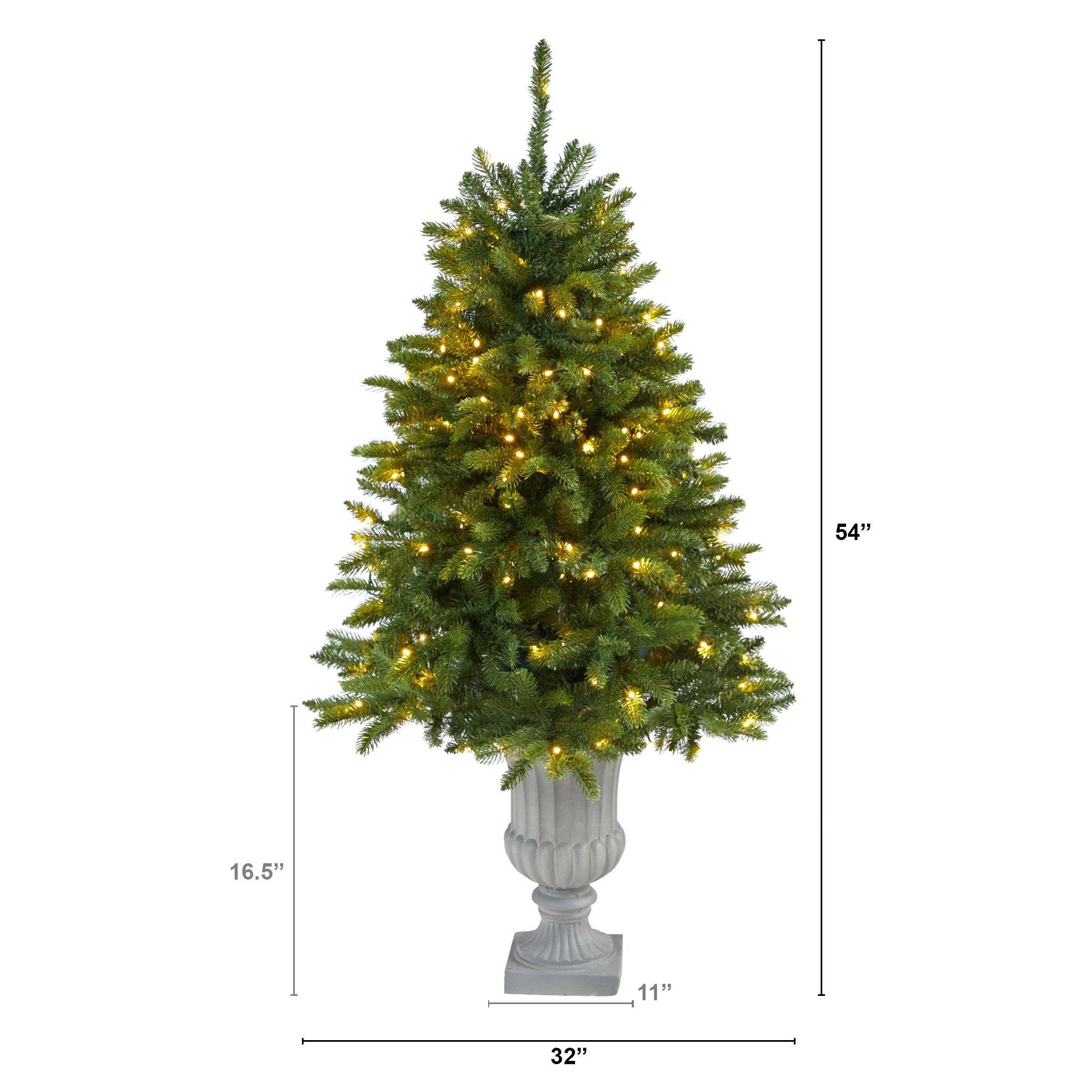 4.5’ Sierra Spruce “Natural Look” Artificial Christmas Tree with 150 Clear LED Lights in Decorative Urn - Image 2