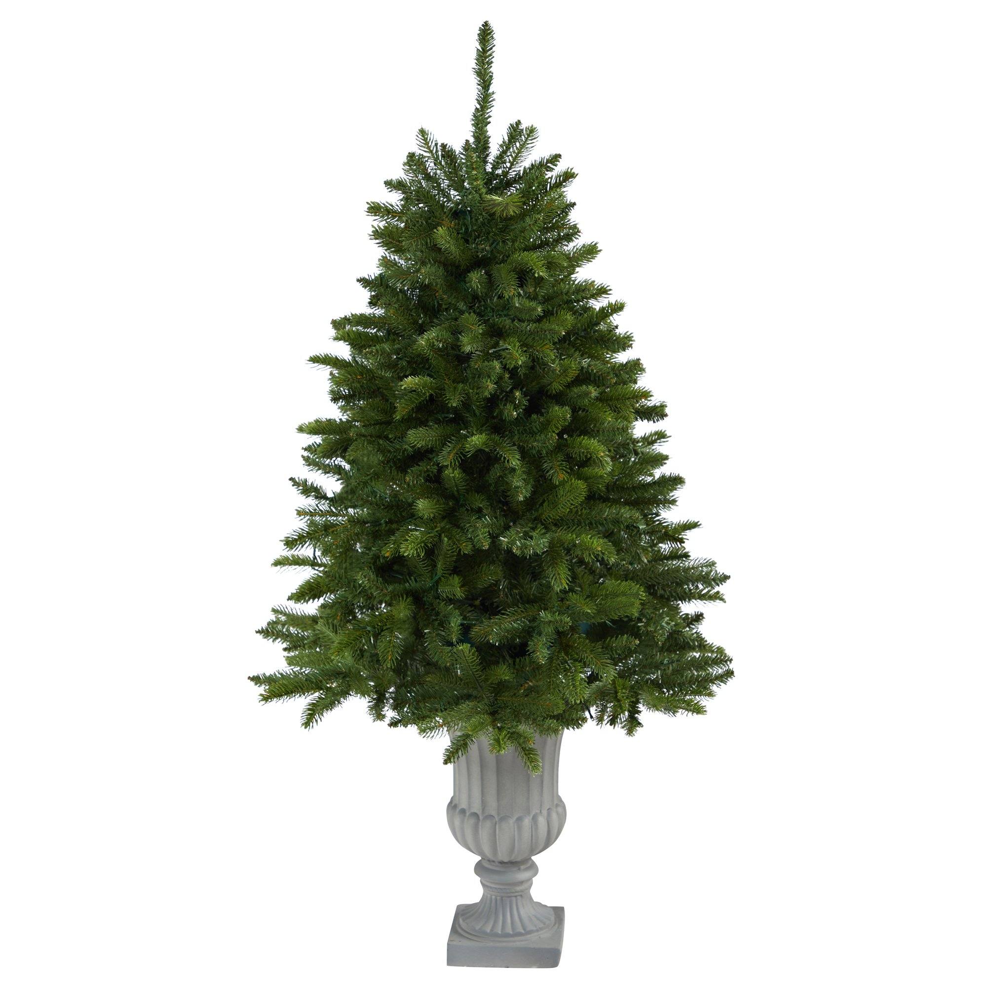 4.5’ Sierra Spruce “Natural Look” Artificial Christmas Tree with 150 Clear LED Lights in Decorative Urn - Image 3