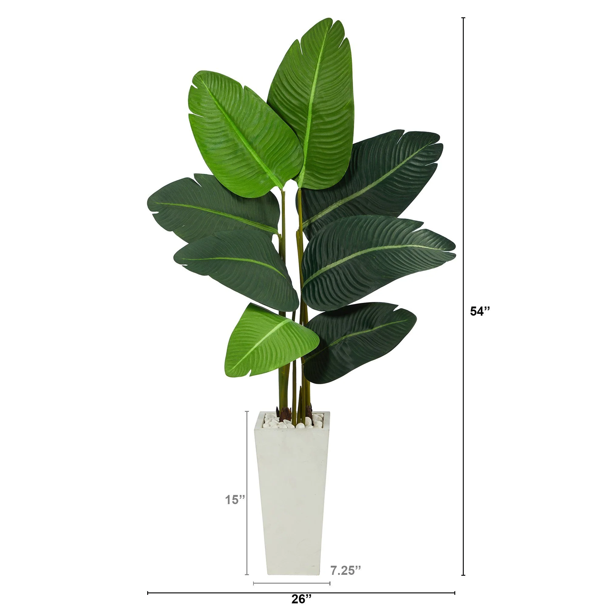 4.5’ Travelers Palm Artificial Tree in White Planter - Image 2