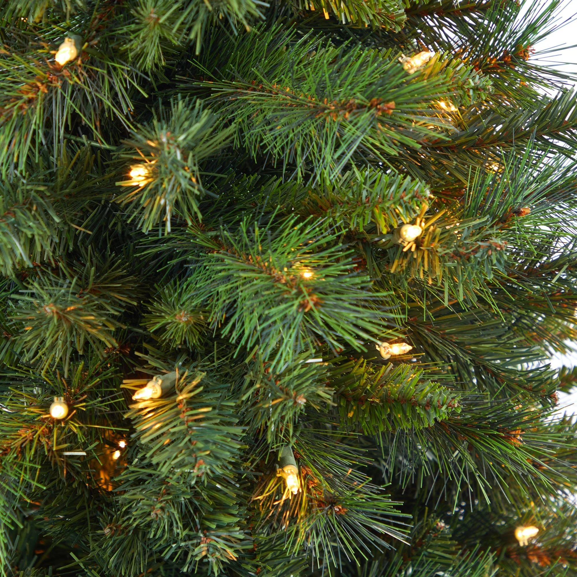 4.5’ West Virginia Mountain Pine Artificial Christmas Tree with 100 Clear Lights and 322 Bendable Branches in Floral Print Planter - Image 4