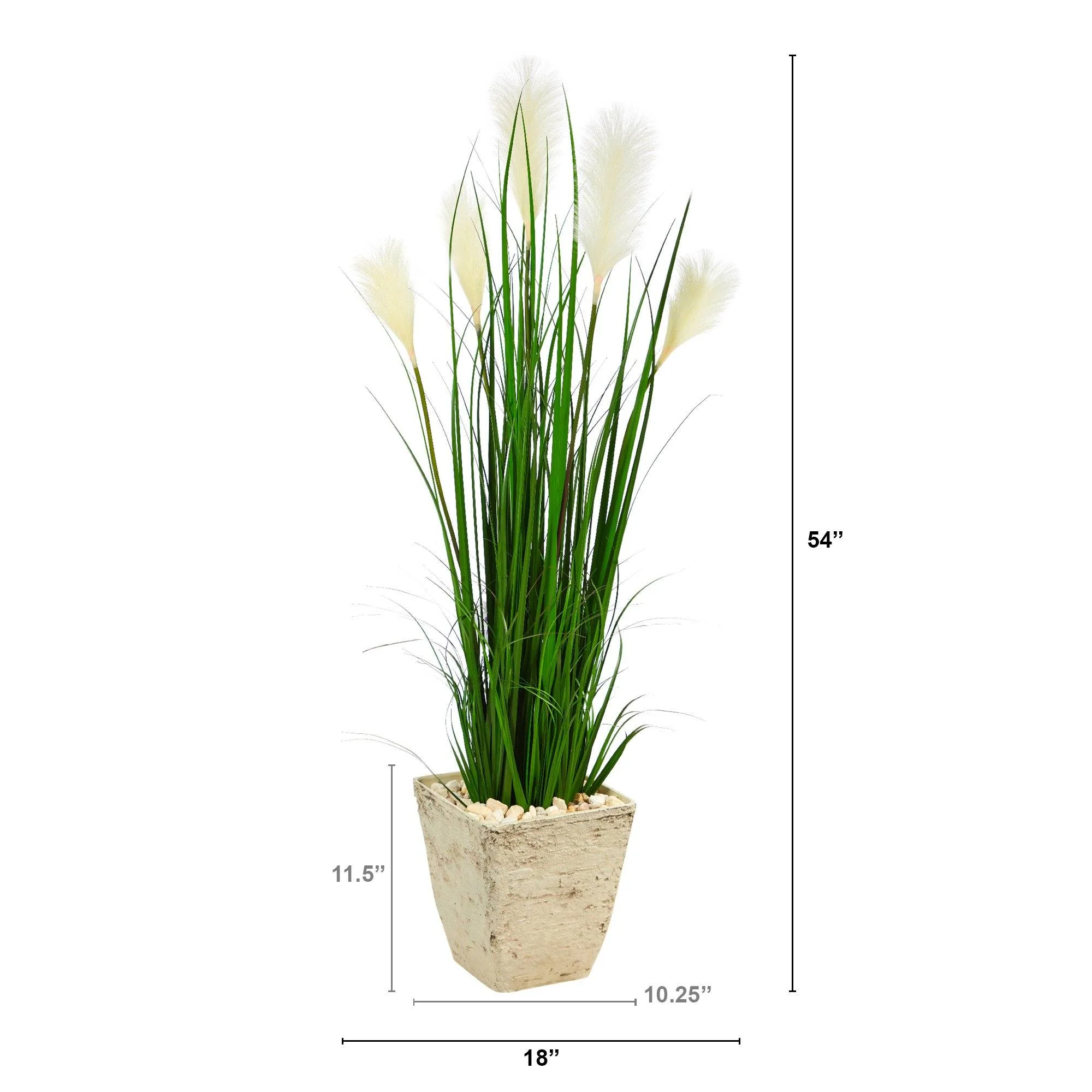 4.5’ Wheat Plum Grass Artificial Plant in Country White Planter - Image 2