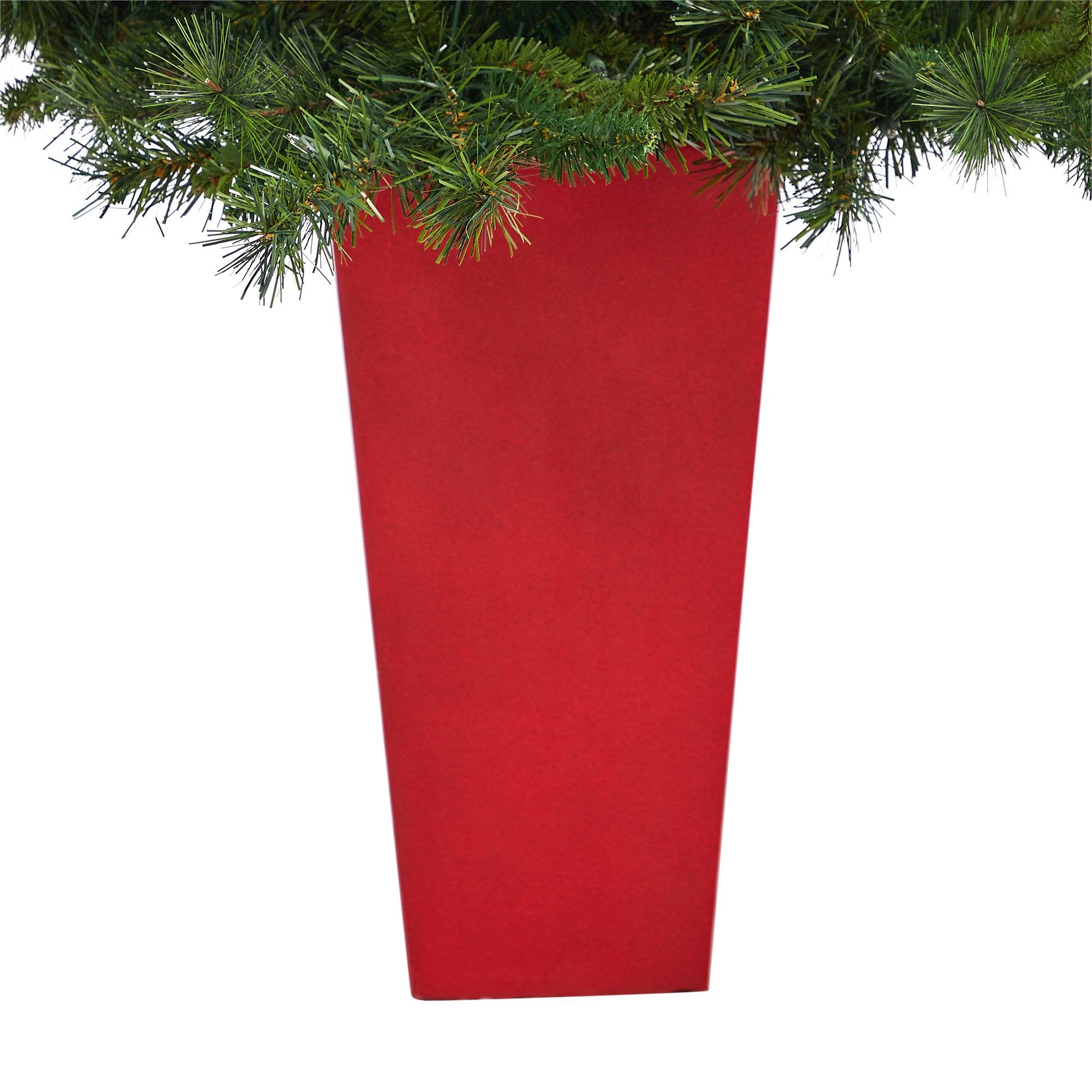 4.5’ Wyoming Mixed Pine Artificial Christmas Tree with 250 Clear Lights and 462 Bendable Branches in Red Tower Planter - Image 4