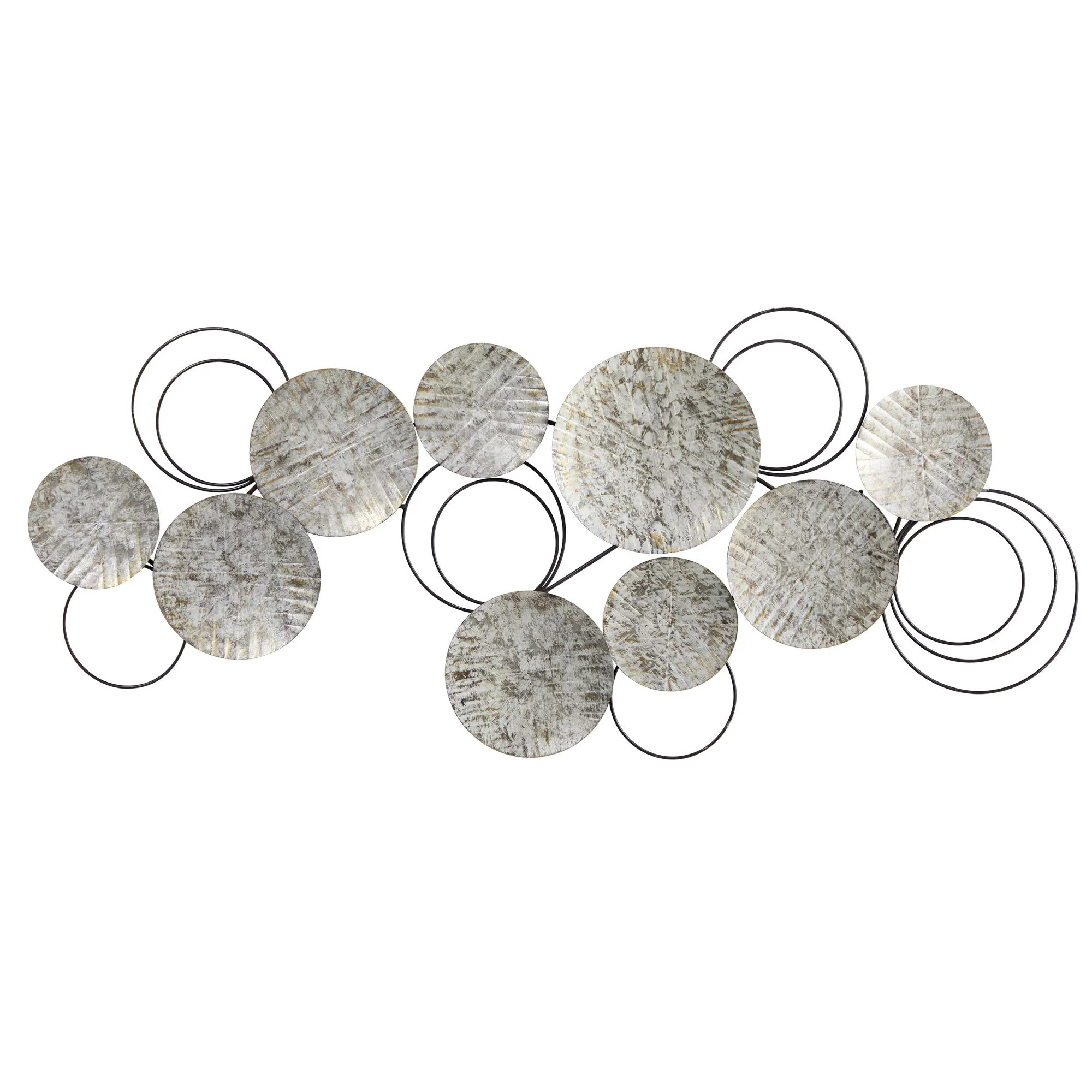 4.5’ x 2’ Galvanized Embossed Metal Discs Wall Art Decor
