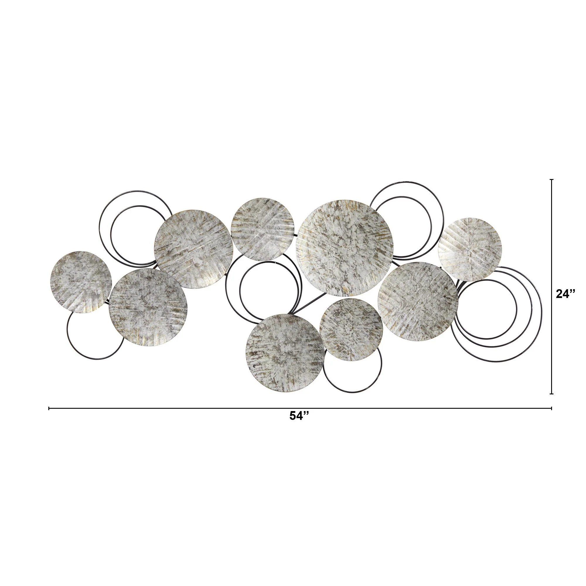 4.5’ x 2’ Galvanized Embossed Metal Discs Wall Art Decor - Image 2