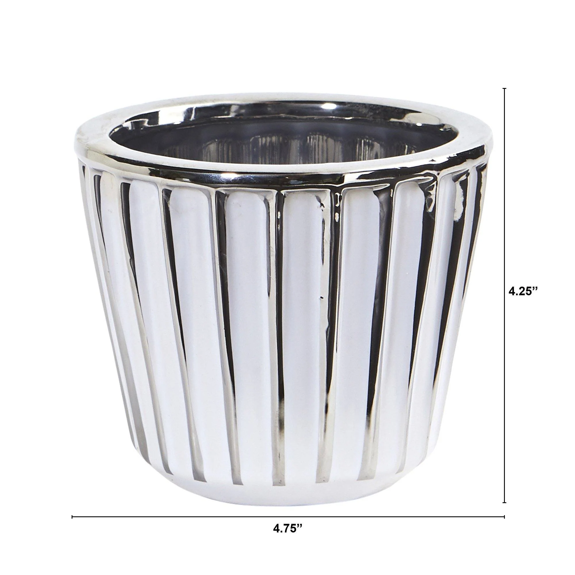4.75” Ceramic White Vase with Silver Burnishing - Image 2