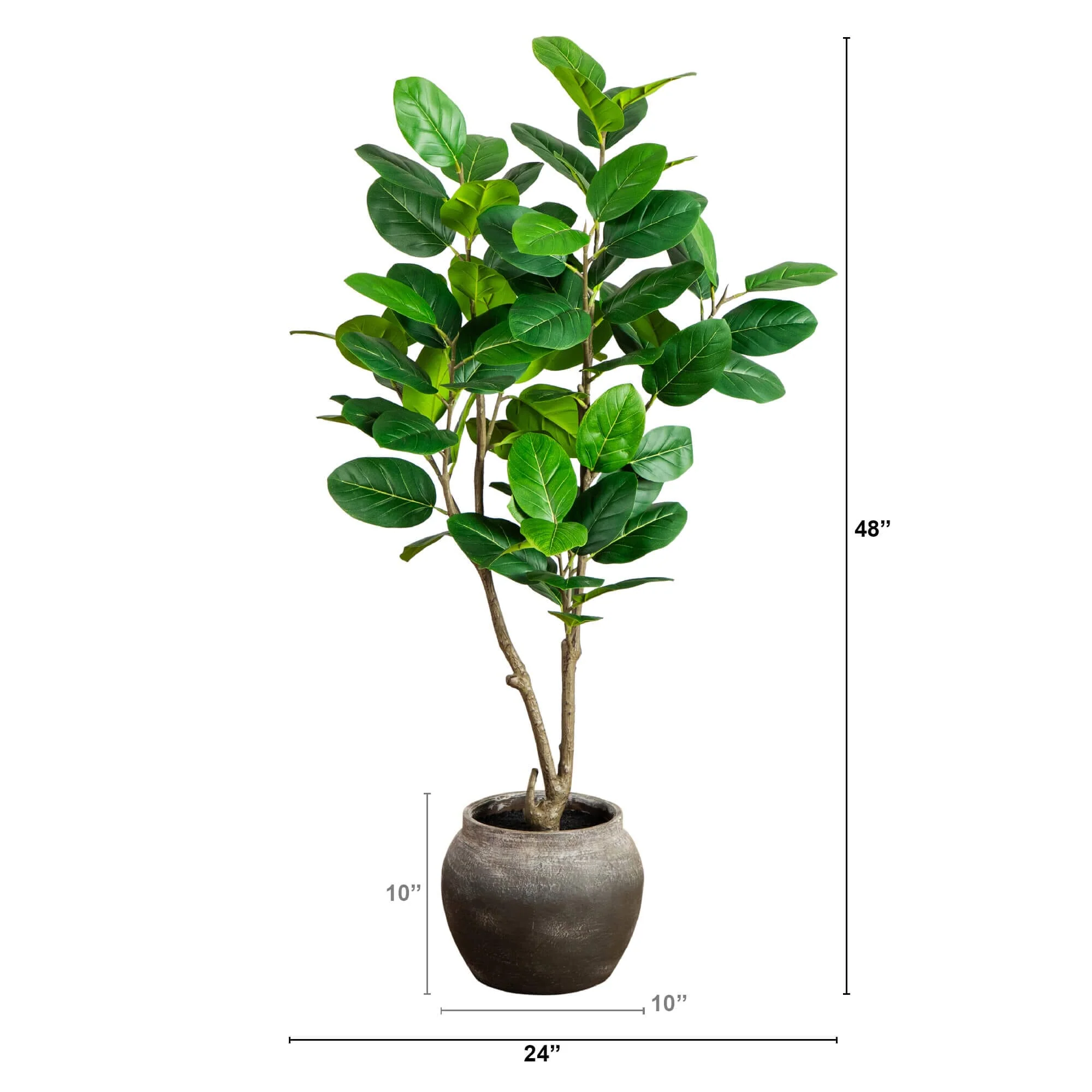 4' Artificial Audrey Ficus Tree in Rustic Decorative Planter - Image 6