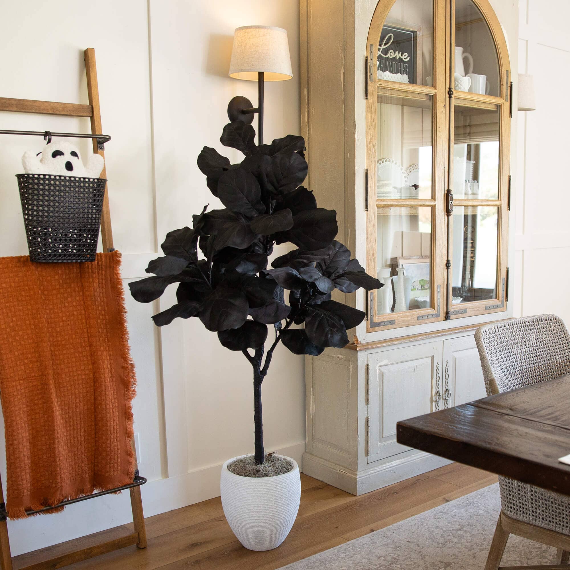 4' Artificial Halloween Black Fiddle Leaf Tree - Image 3