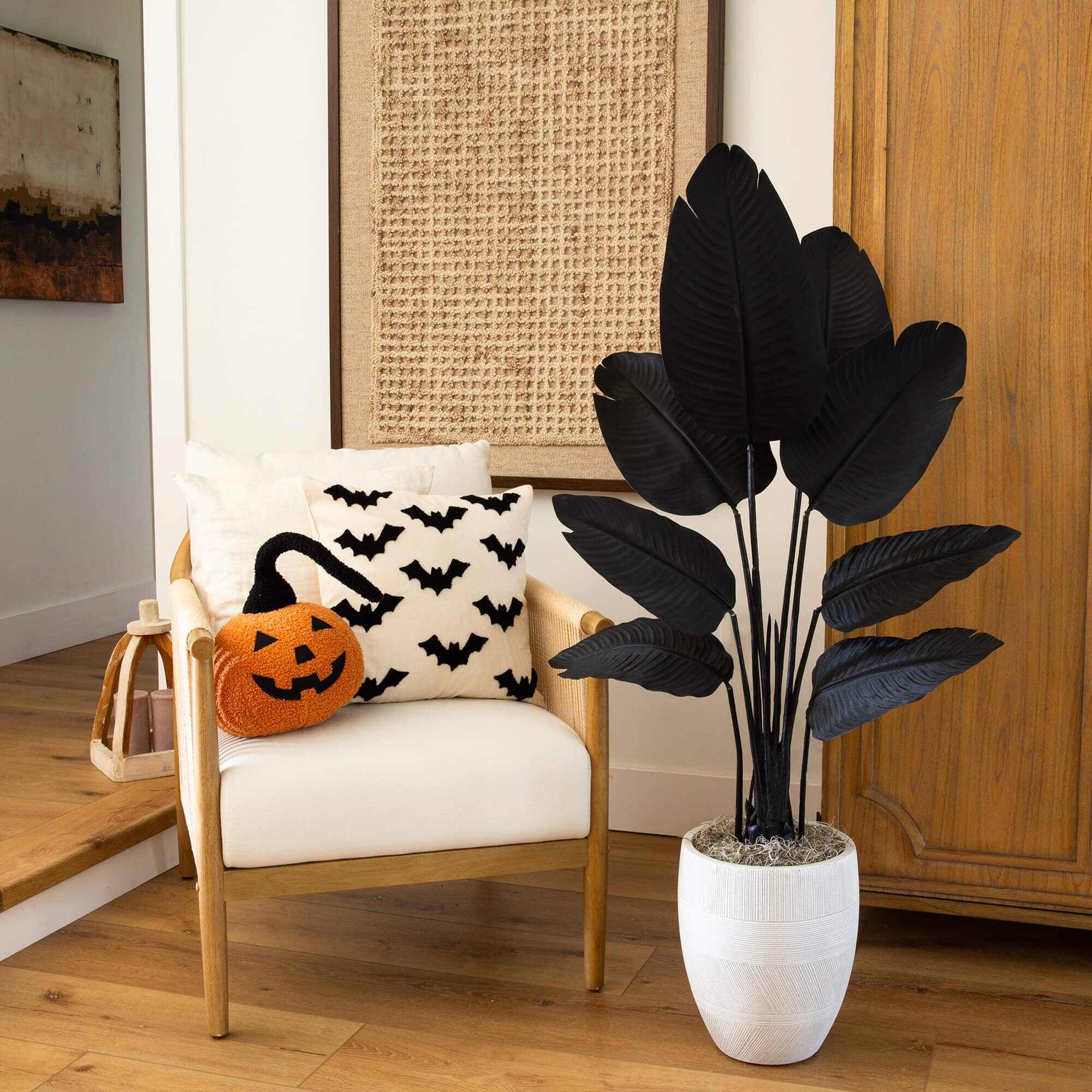 4' Artificial Halloween Black Travelers Palm Tree - Image 3