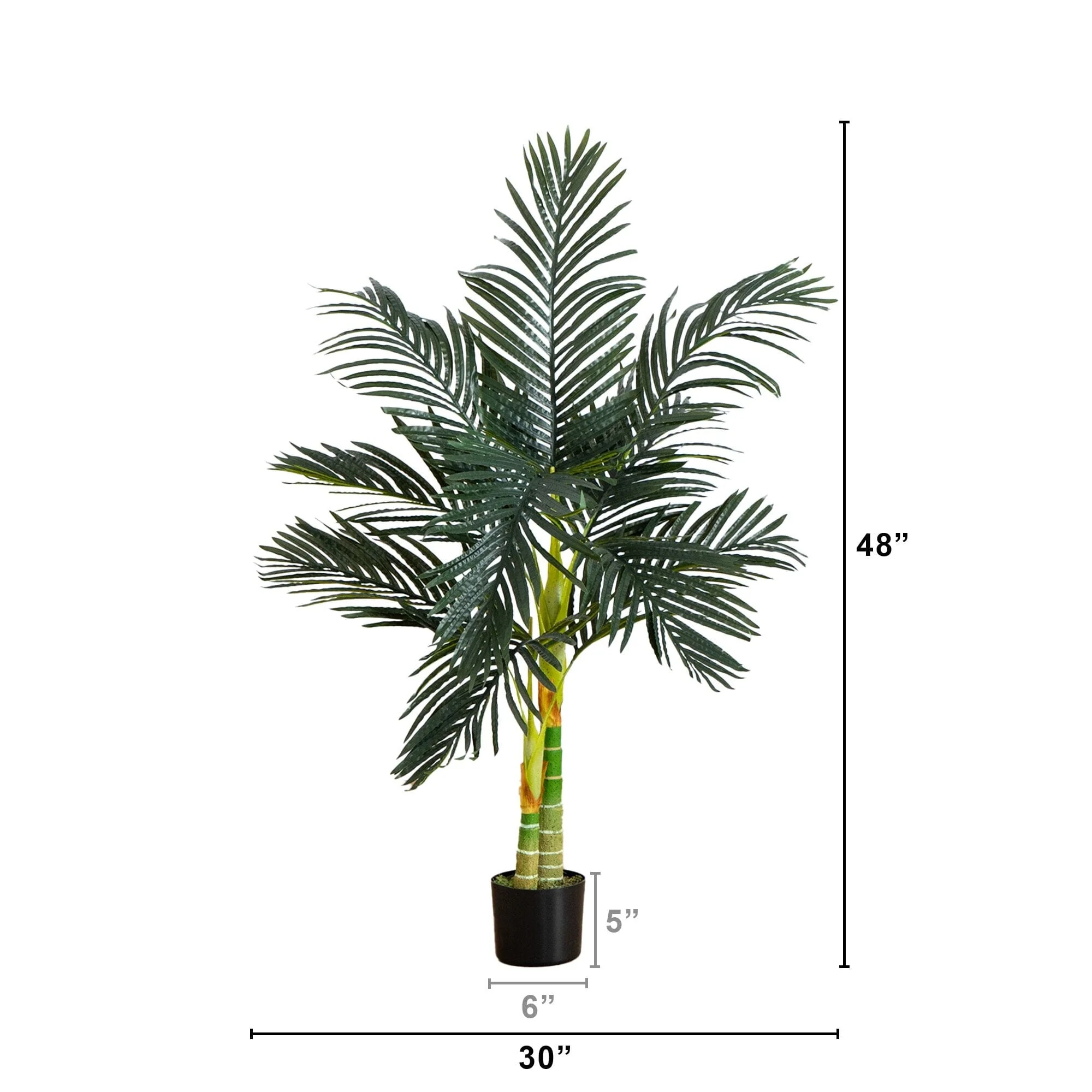 4’ Artificial Double Stalk Golden Cane Palm Tree-  Set of 2 - Image 5