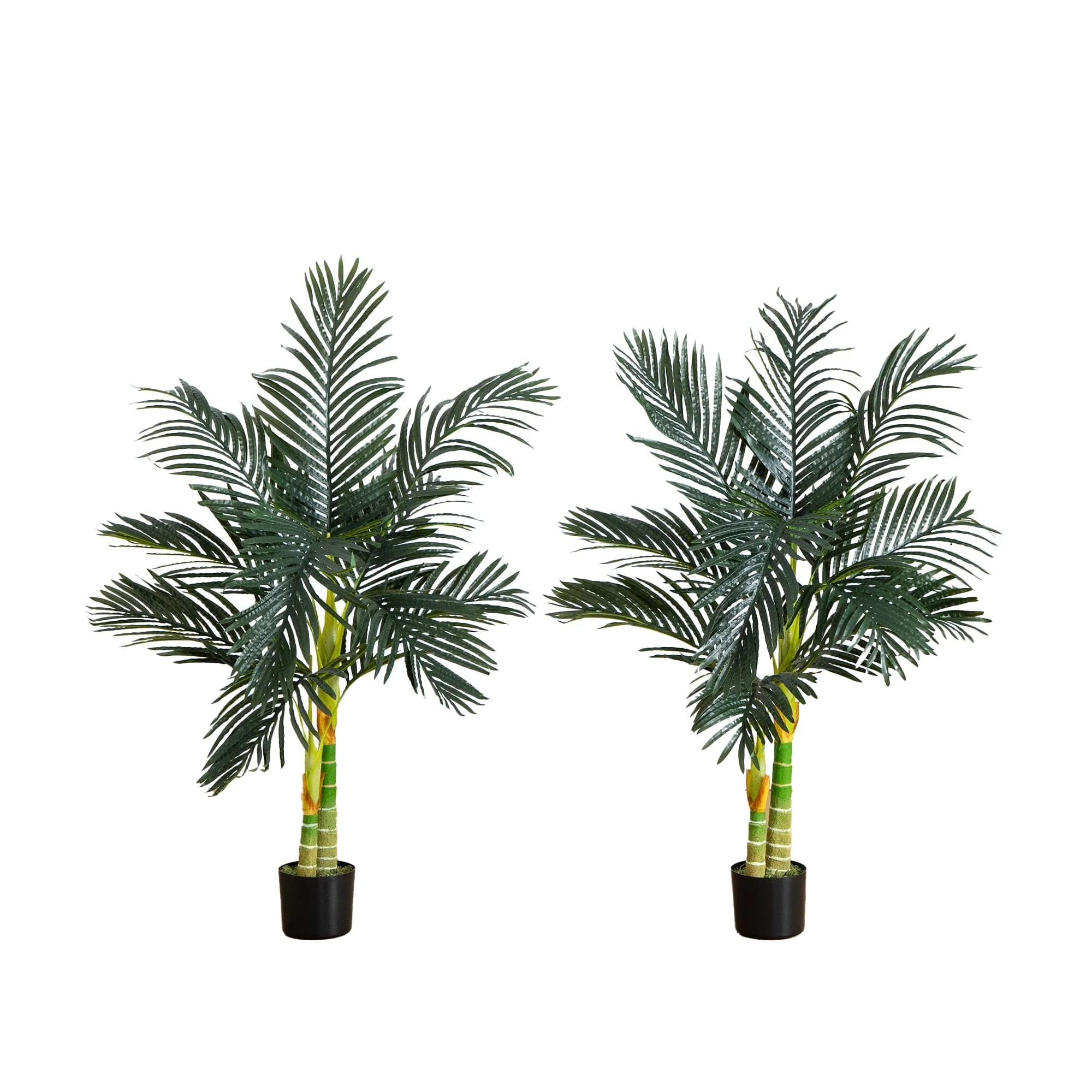 4’ Artificial Double Stalk Golden Cane Palm Tree-  Set of 2 - Image 7