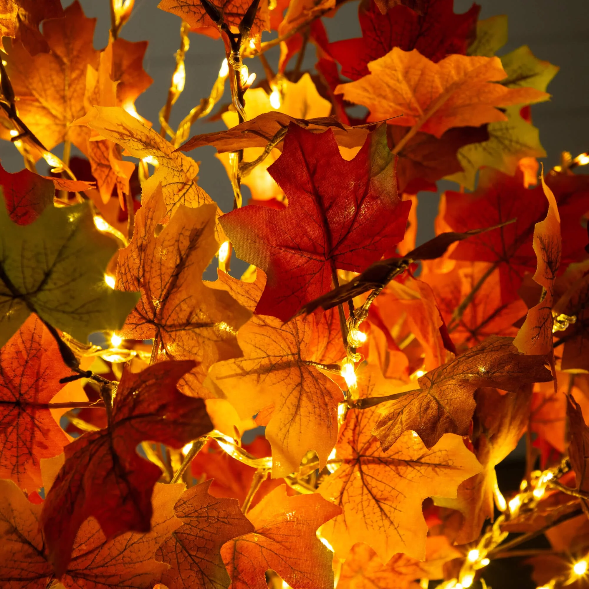 4' Pre-Lit Shades of Autumn Maple Artificial Fall Tree with 180 Warm White LED Lights - Image 2
