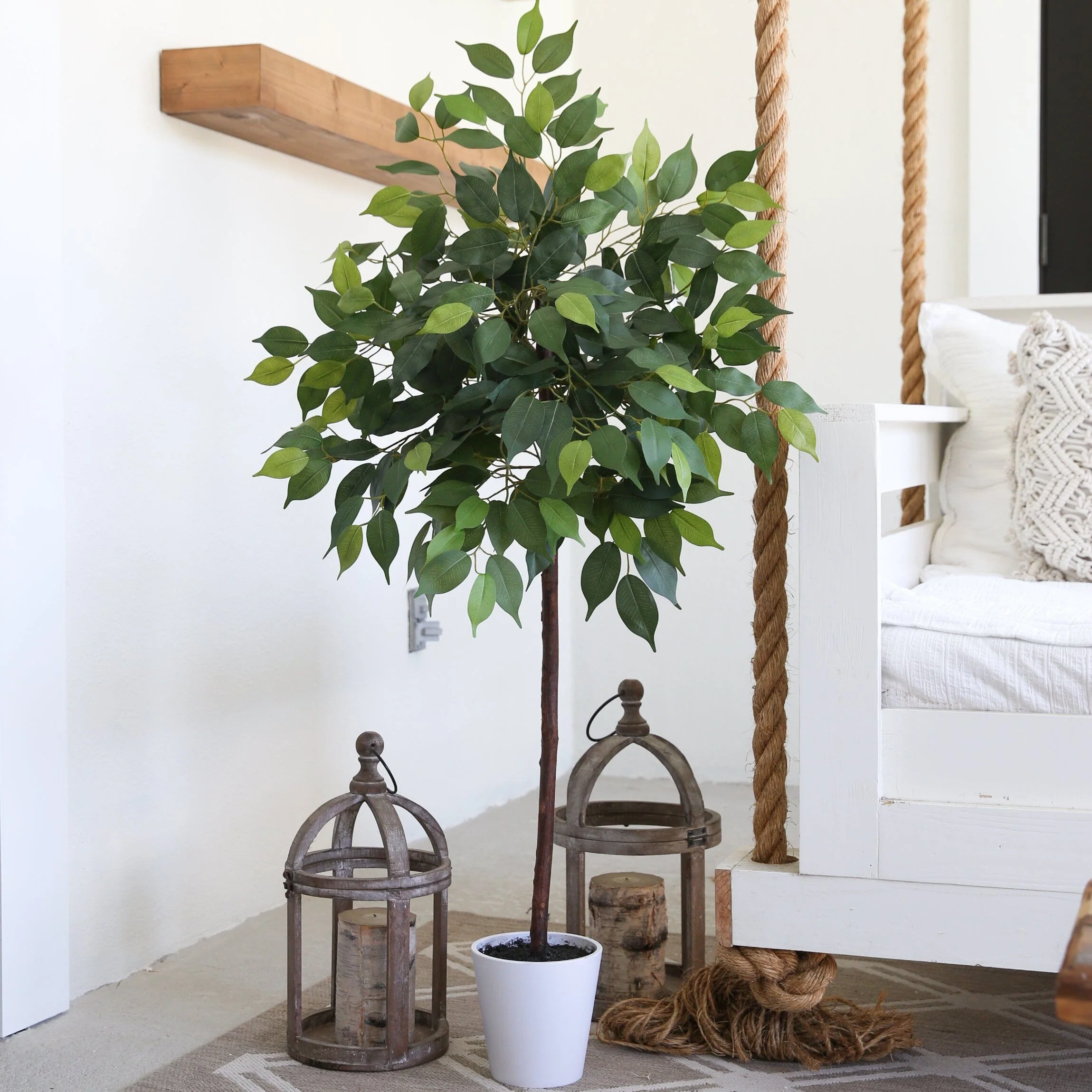 4’ Artificial Ficus Tree with Decorative Planter - Image 2
