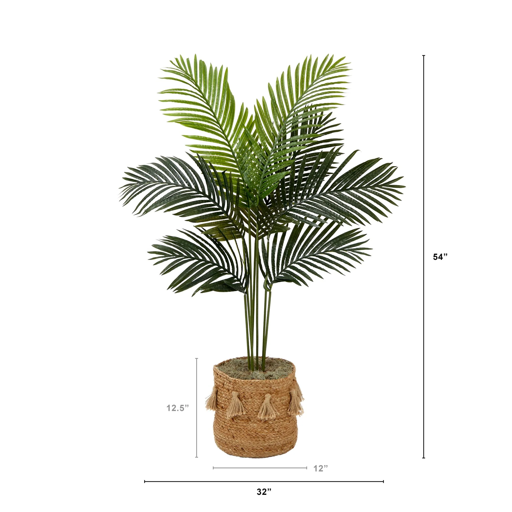 4' Artificial Paradise Palm Tree with Handmade Jute & Cotton Basket with Tassels DIY KIT - Image 3