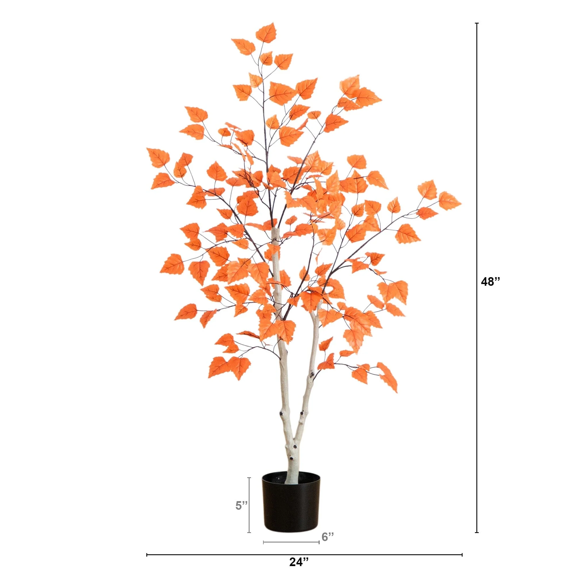 4' Autumn Paper Birch Artificial Fall Tree - Image 6