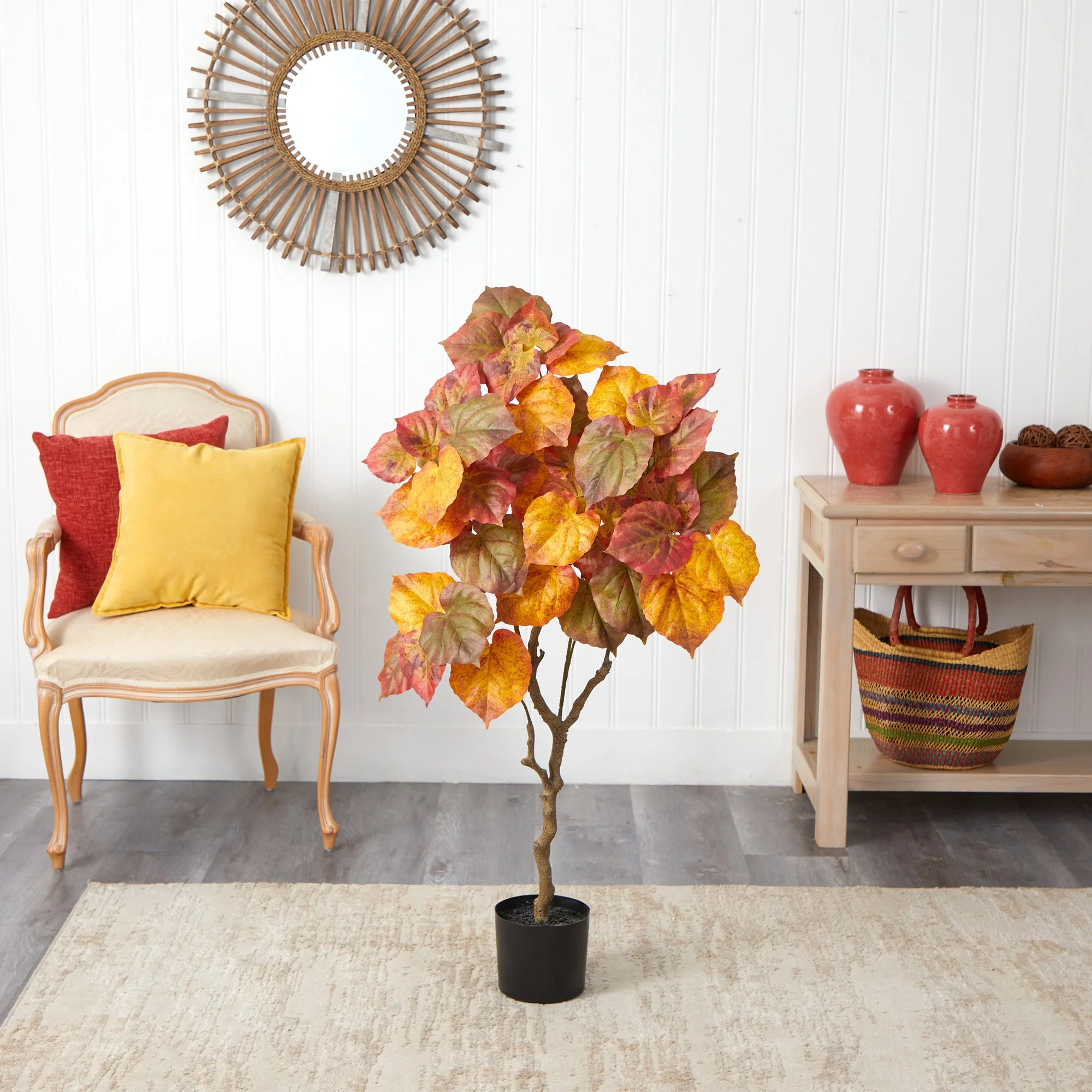 4’ Autumn Umbrella Ficus Fall Artificial Tree - Image 5