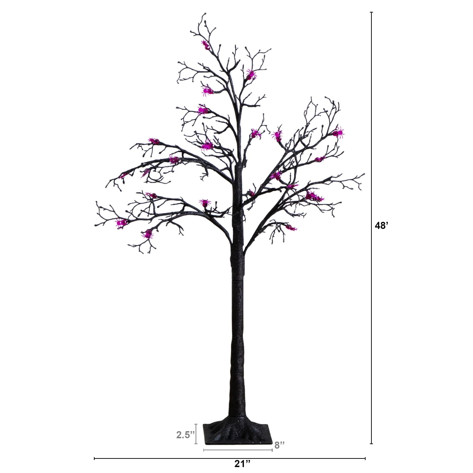 4' Pre-Lit Artificial Halloween Spider Twig Tree with 48 Purple LED Lights - Image 7