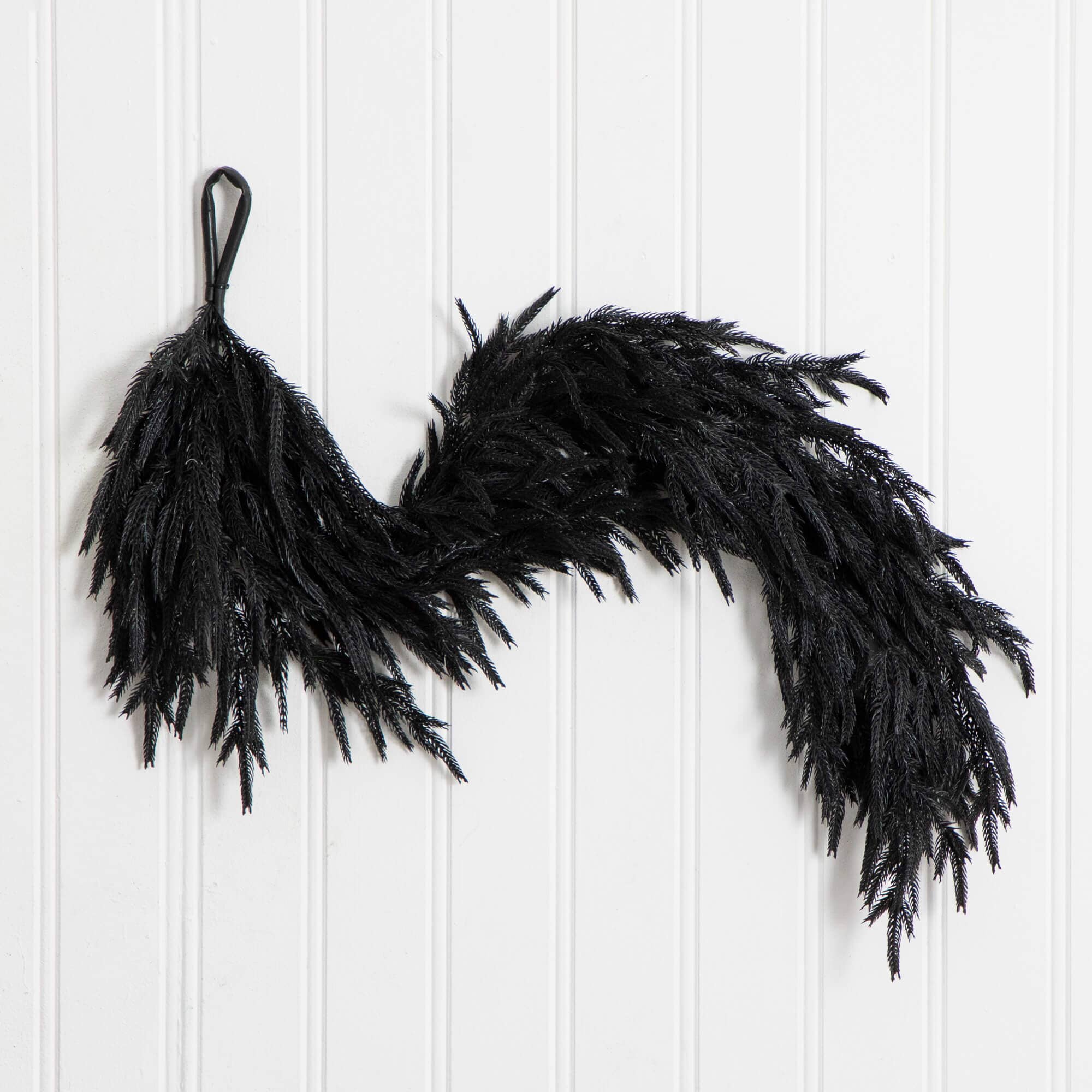 4' Artificial Real Touch Halloween Black Norfolk Island Pine Garland with Natural Look
