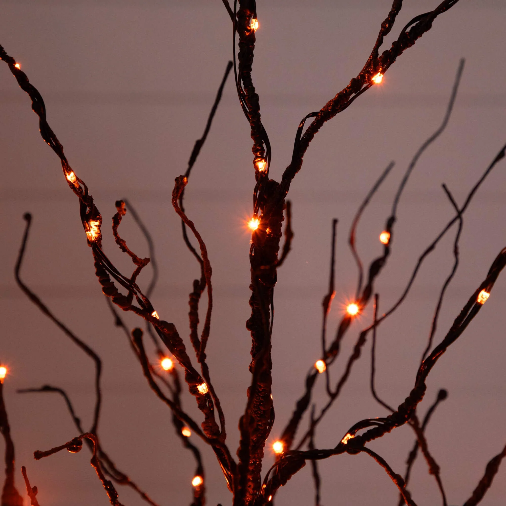 4' Pre-Lit Halloween Black Twig Artificial Tree with 180 Orange & Purple LED Lights - Image 2