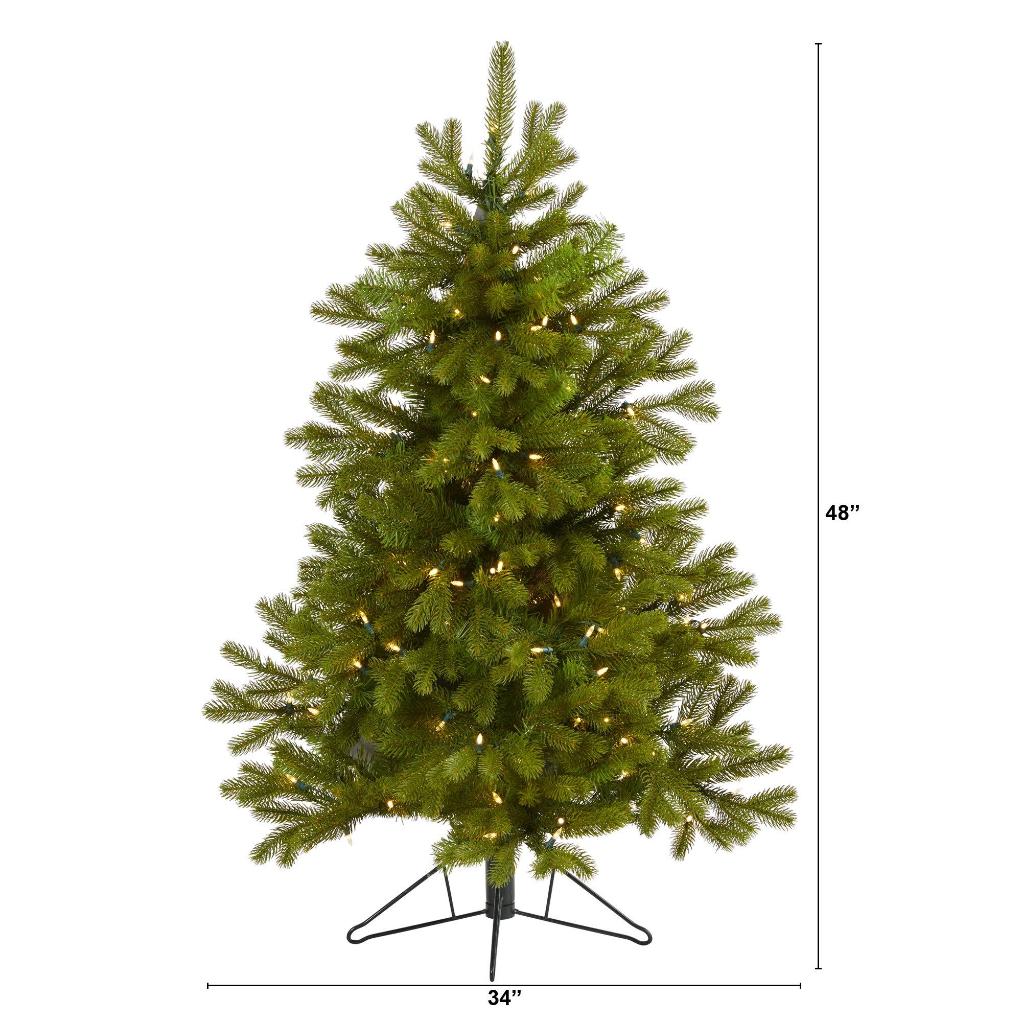 4' Cambridge Spruce Flat Back Artificial Christmas Tree with 100 Warm White (Multifunction) LED Lights and 221 Bendable Branches - Image 2