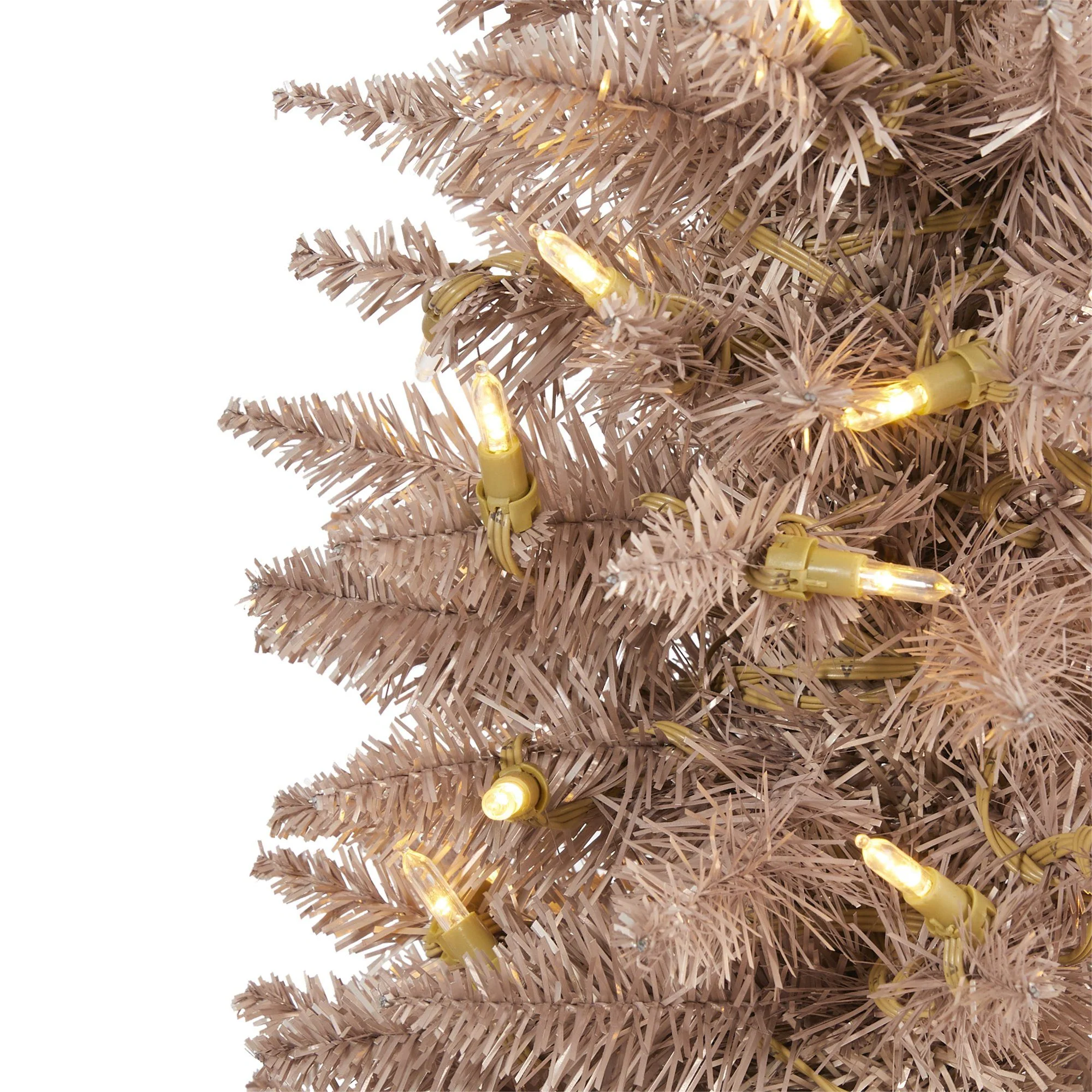 4’ Champagne Pencil Artificial Christmas Tree with 150 (multifunction) Clear LED Lights - Image 3