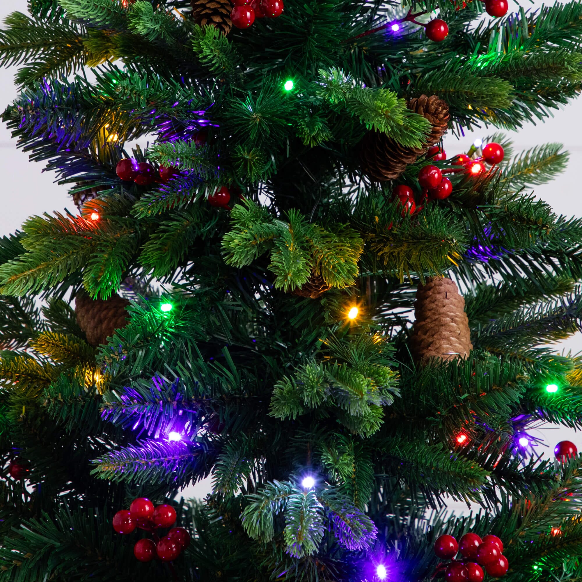 4' Pre-Lit Artificial Christmas Tree with Pinecones, Berries and 100 Multicolored LED Lights in Decorative Planter - Image 2
