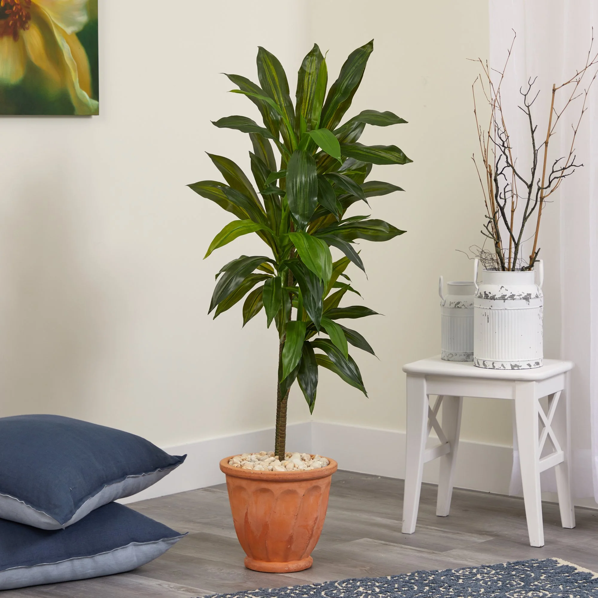 4’ Dracaena Artificial Plant in Terra-Cotta Planter (Real Touch) - Image 3