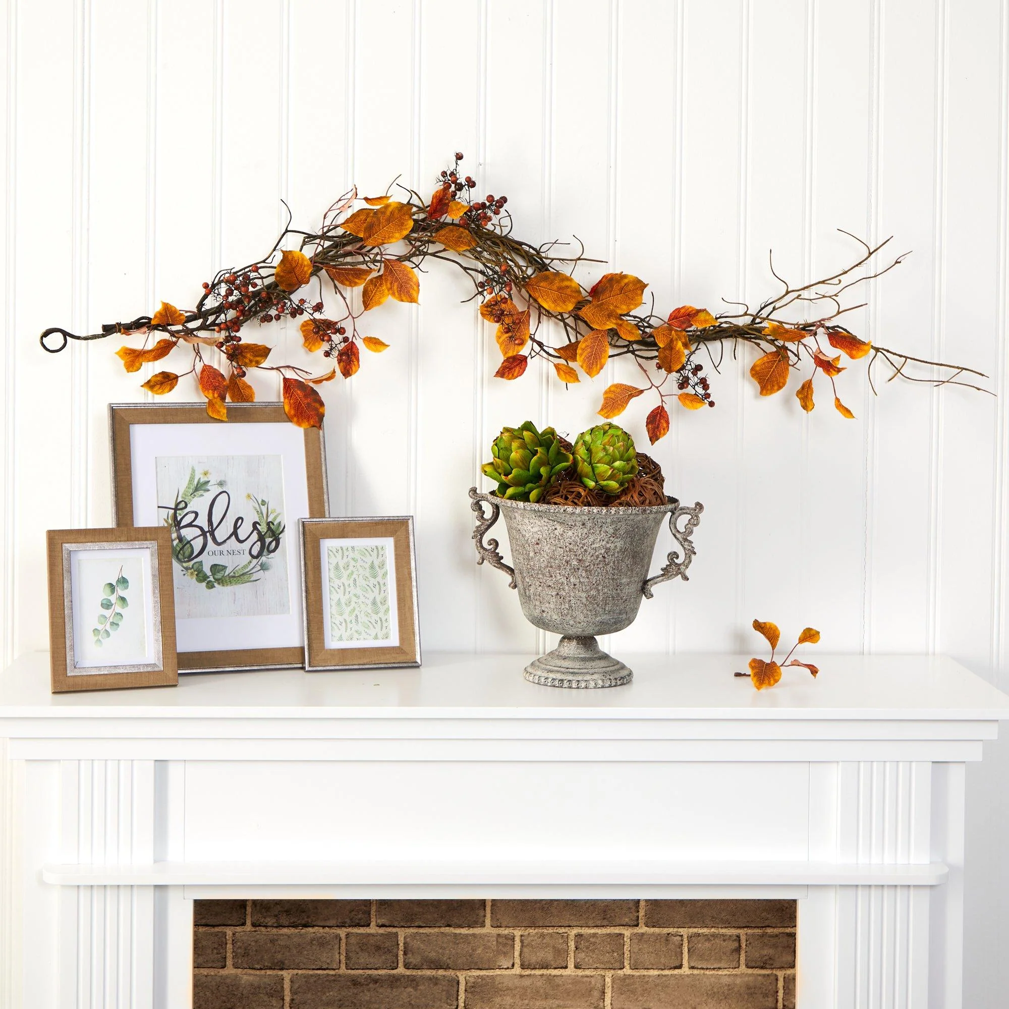 4’ Fall Foliage, Berries  and Twig Artificial Garland - Image 3
