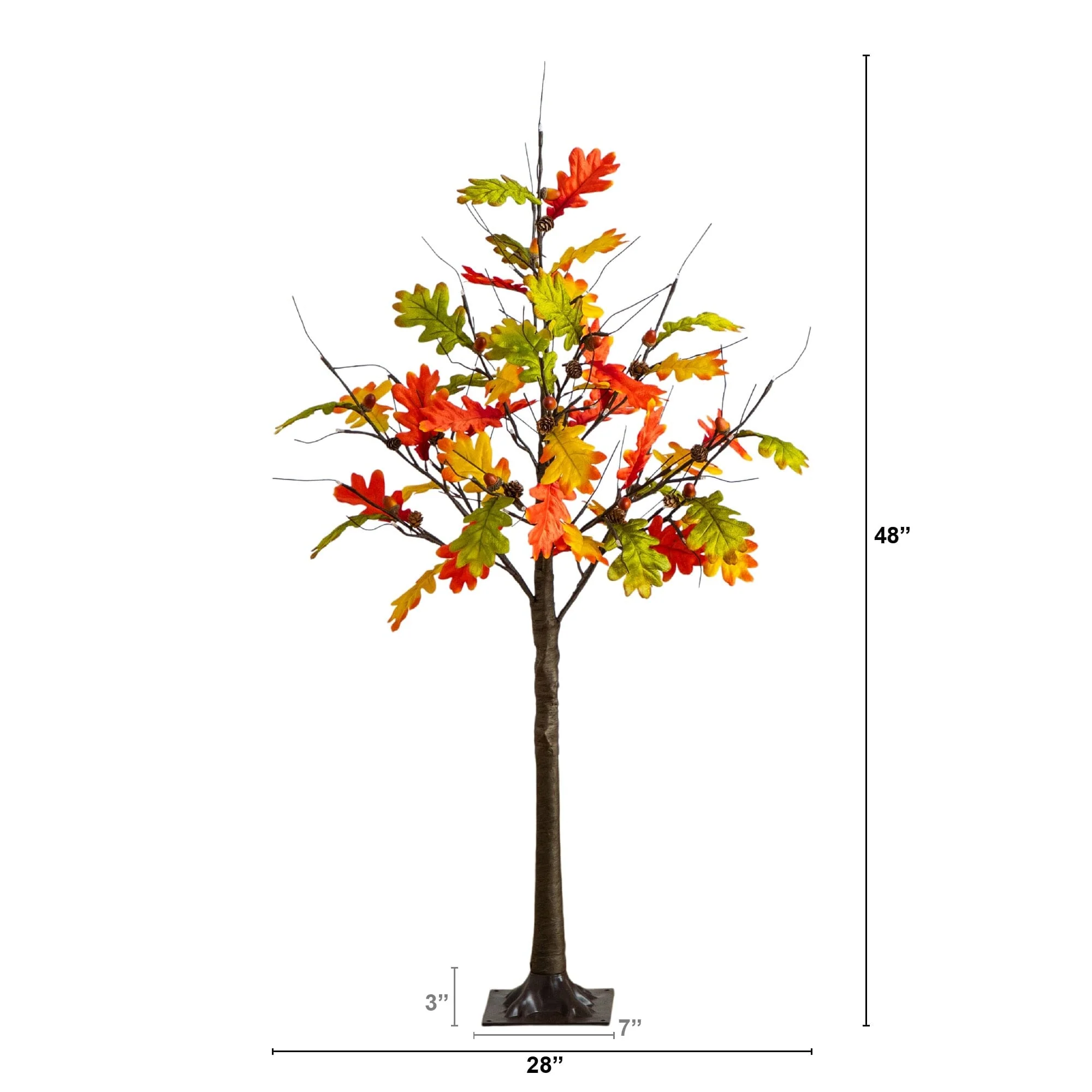 4' Pre-Lit Autumn Maple Artificial Fall Tree with Pinecones, Acorns and 60 Warm White LED Lights - Image 7