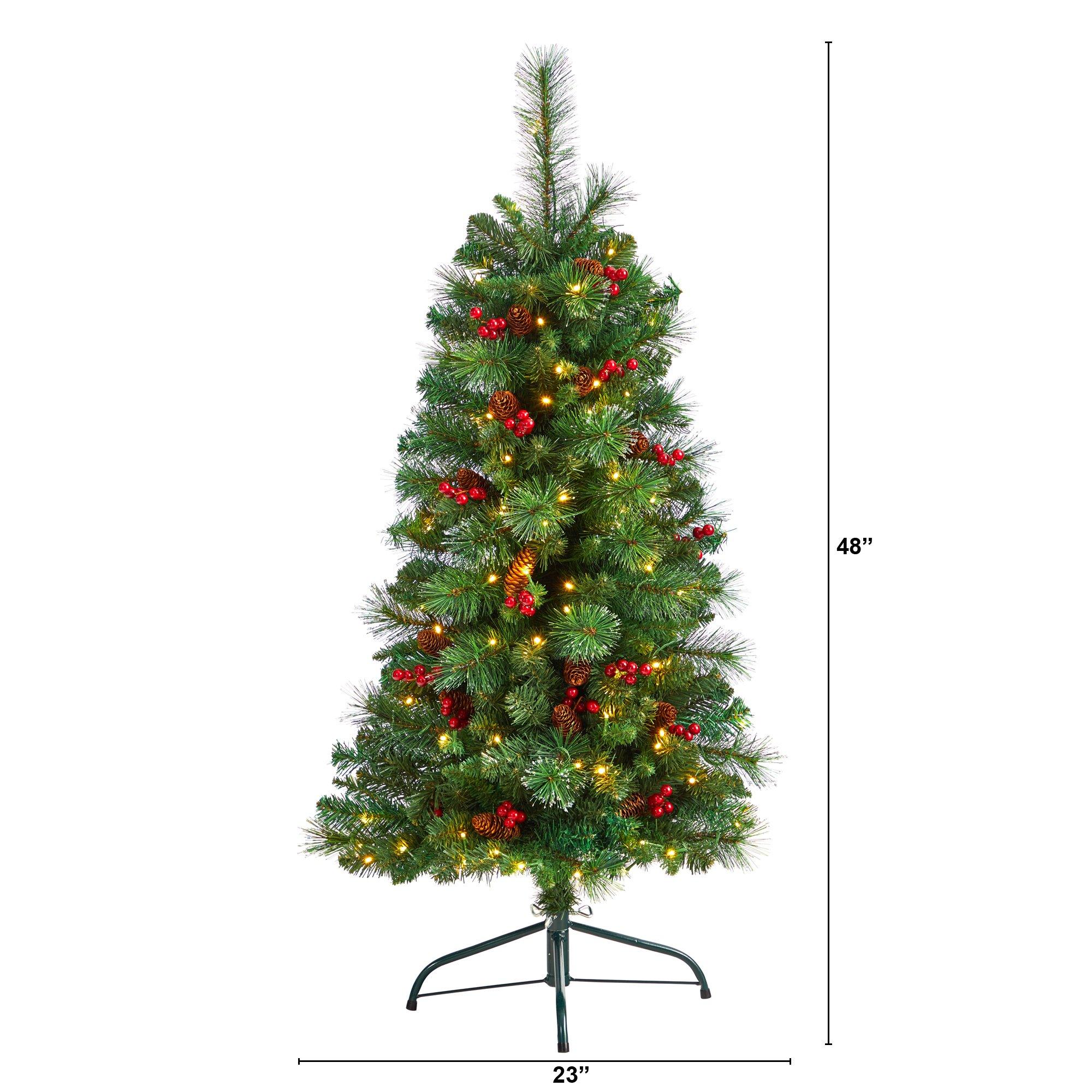 4’ Flat Back Montreal Mountain Artificial Christmas Tree with Pine Cones and Berries - Image 2