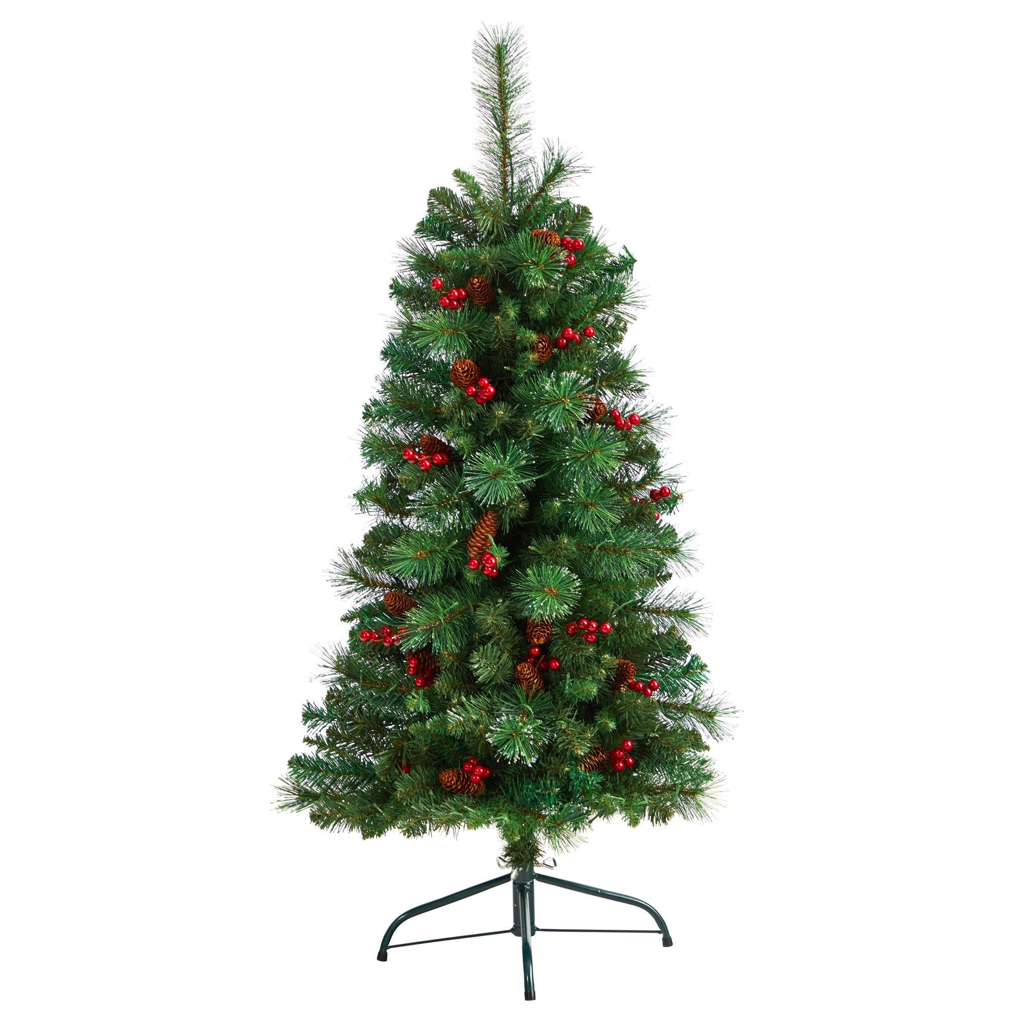 4’ Flat Back Montreal Mountain Artificial Christmas Tree with Pine Cones and Berries - Image 3