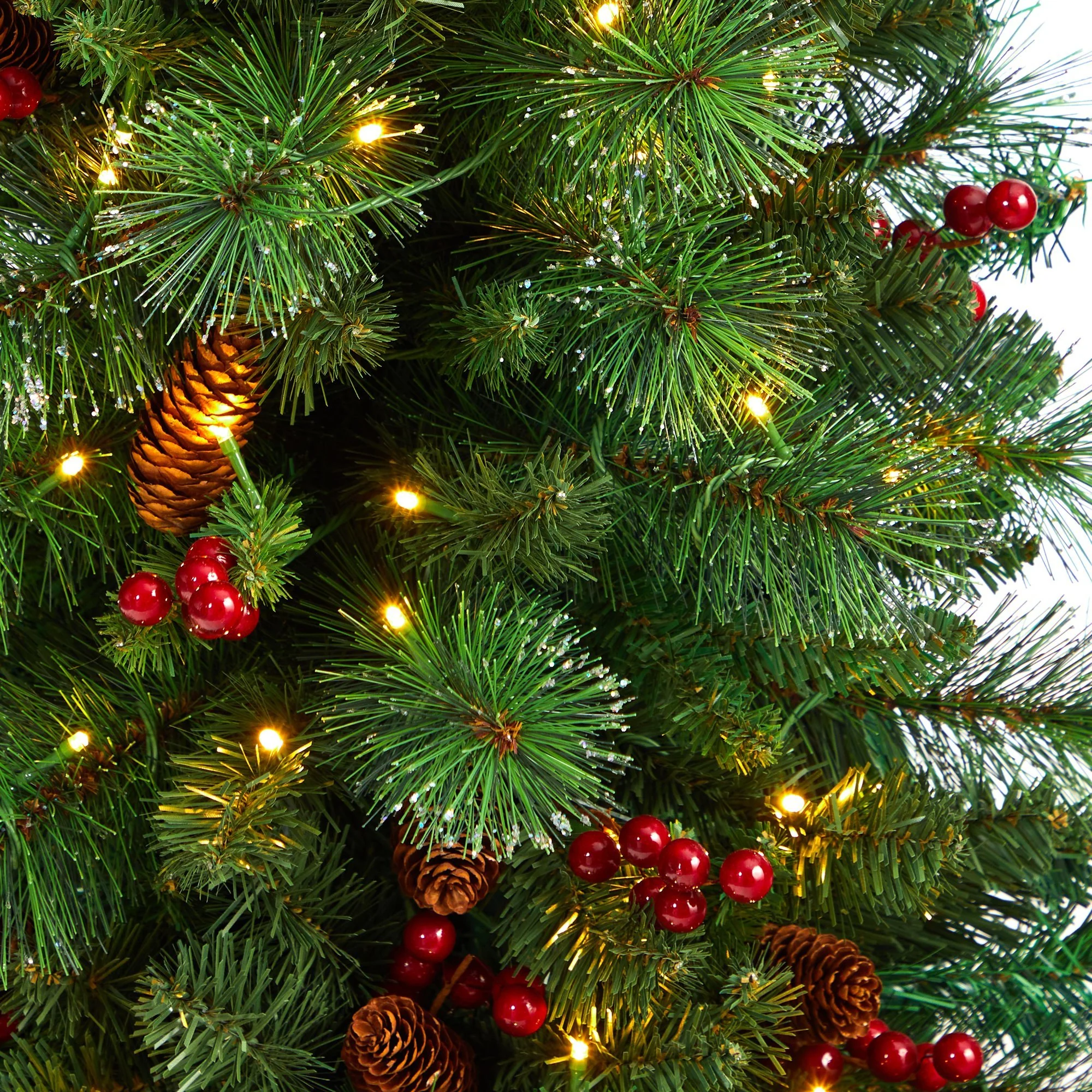 4’ Flat Back Montreal Mountain Artificial Christmas Tree with Pine Cones and Berries - Image 4